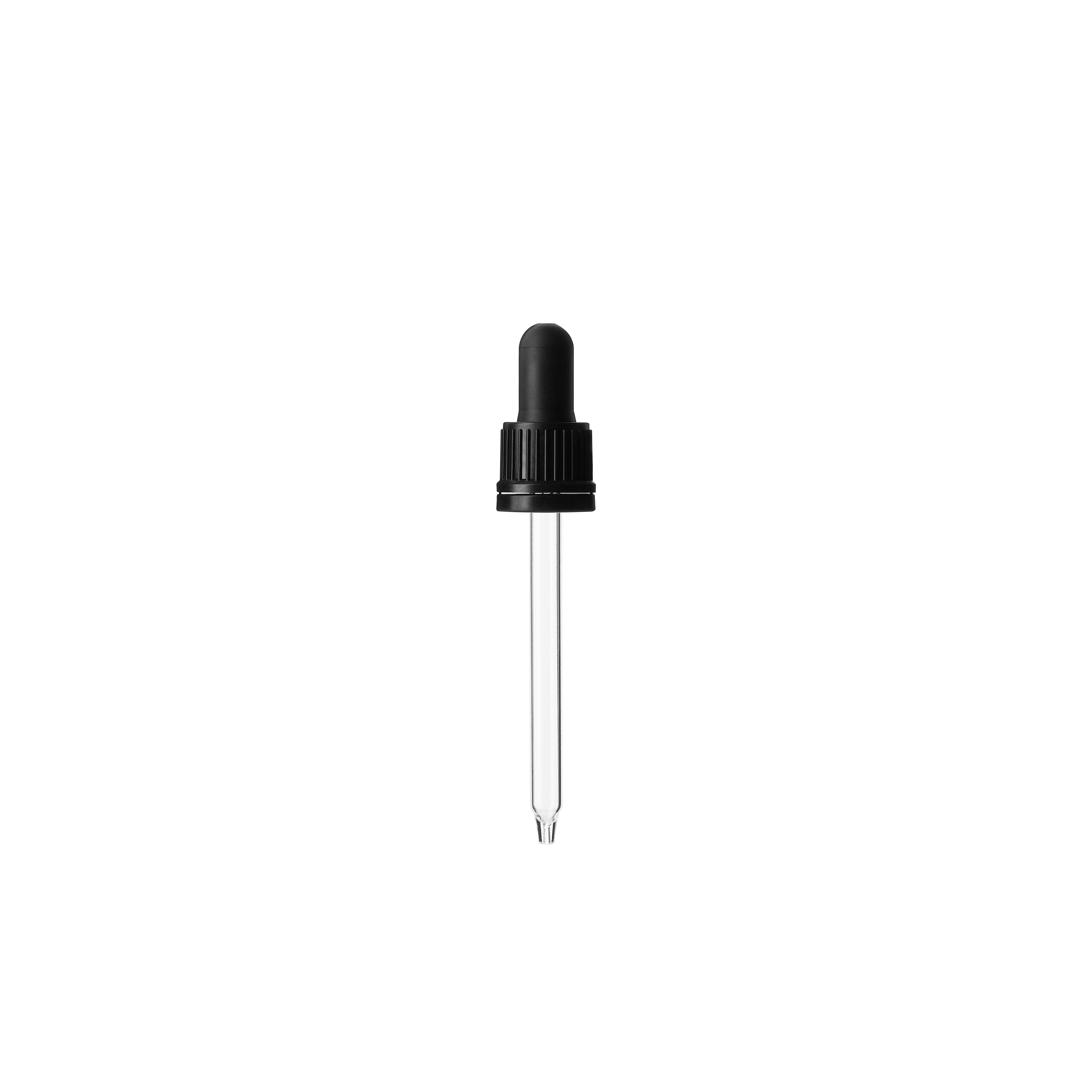 Pipette tamper evident DIN18, II, PP, black, ribbed, bulb NBR 1.0ml, conical tip (Ginger 100)