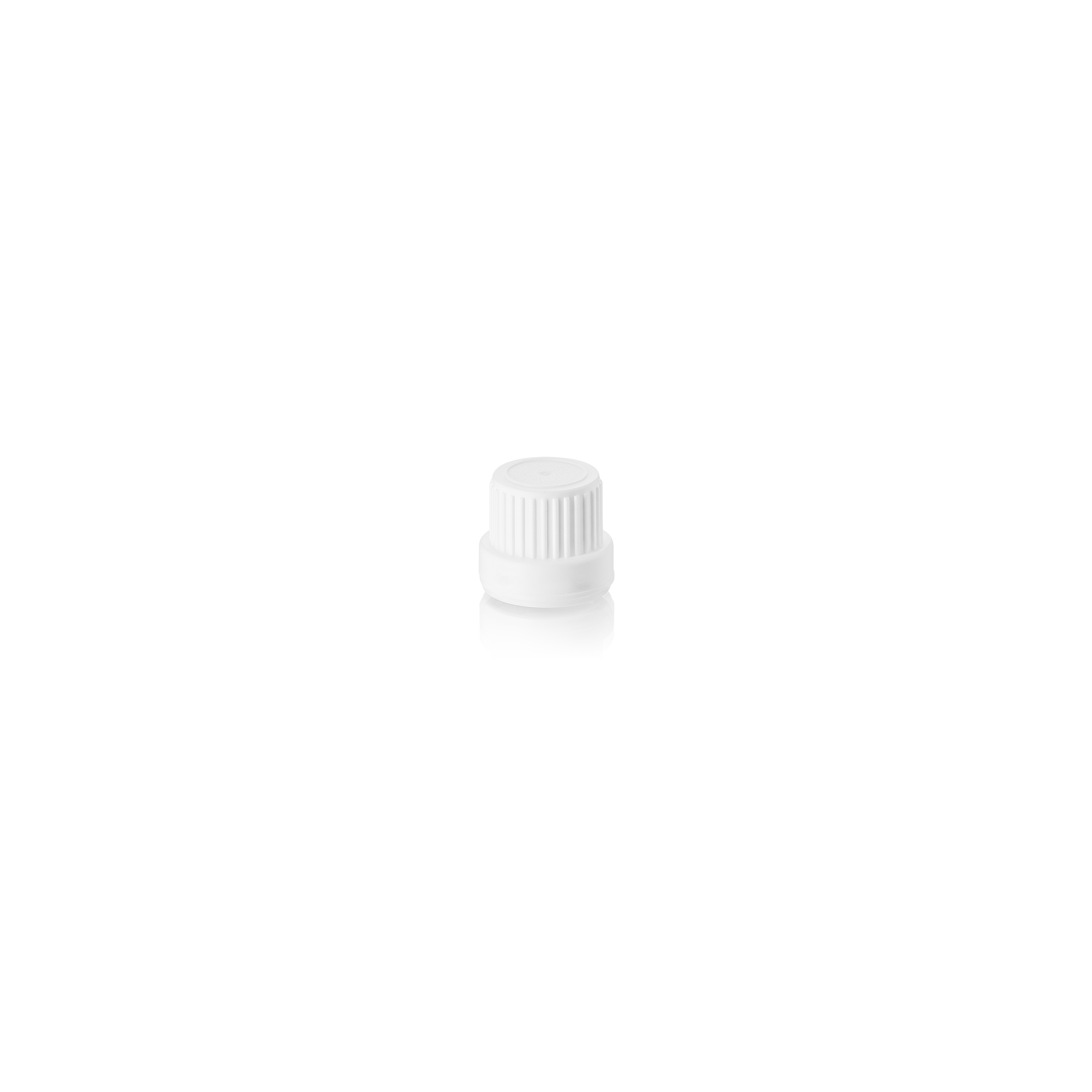 Screw cap tamper evident DIN18, III, PP, white, natural vertical dropper 2.0mm