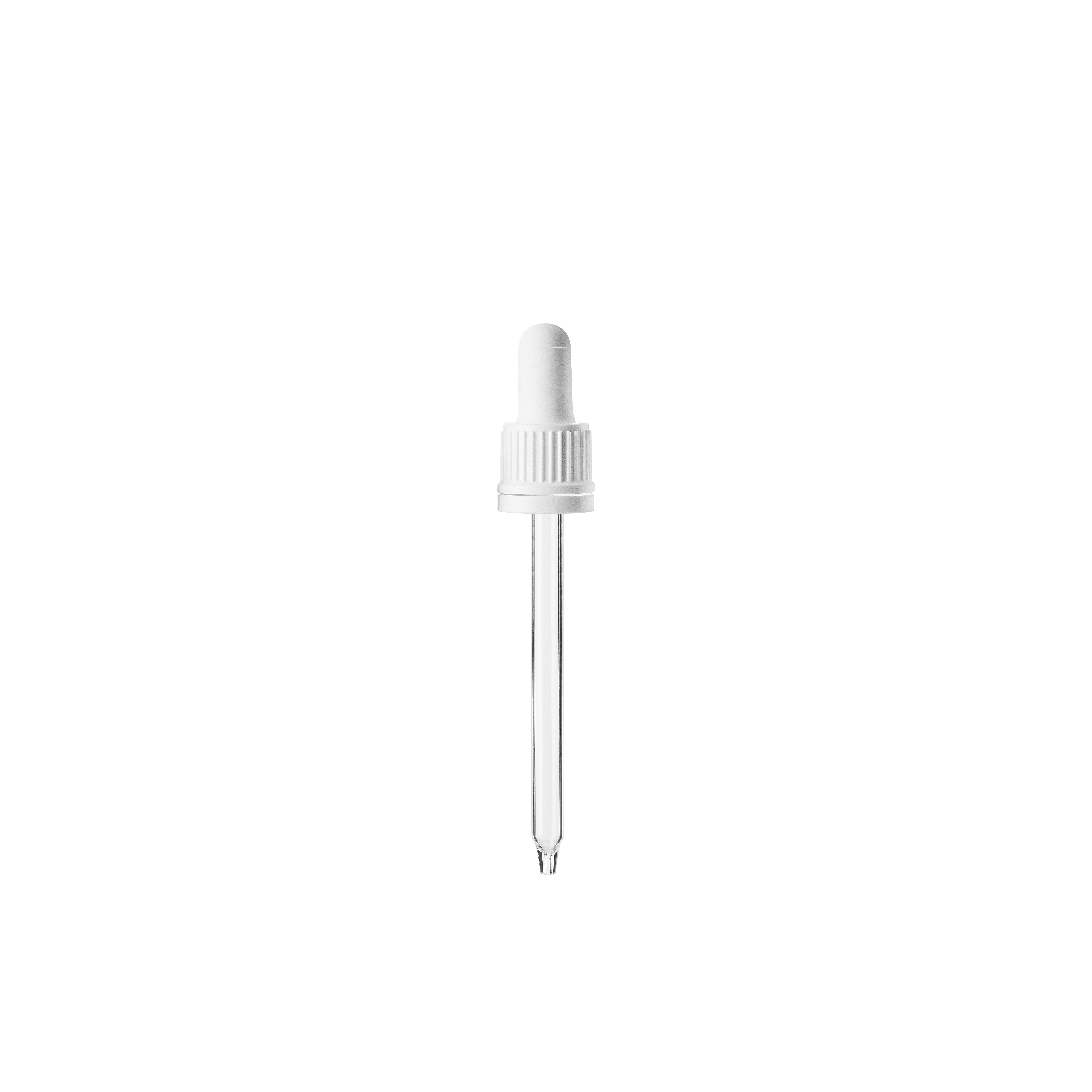 Pipette tamper evident DIN18, II, PP, white, ribbed, bulb TPE 1.0ml, conical tip (Ginger 100)