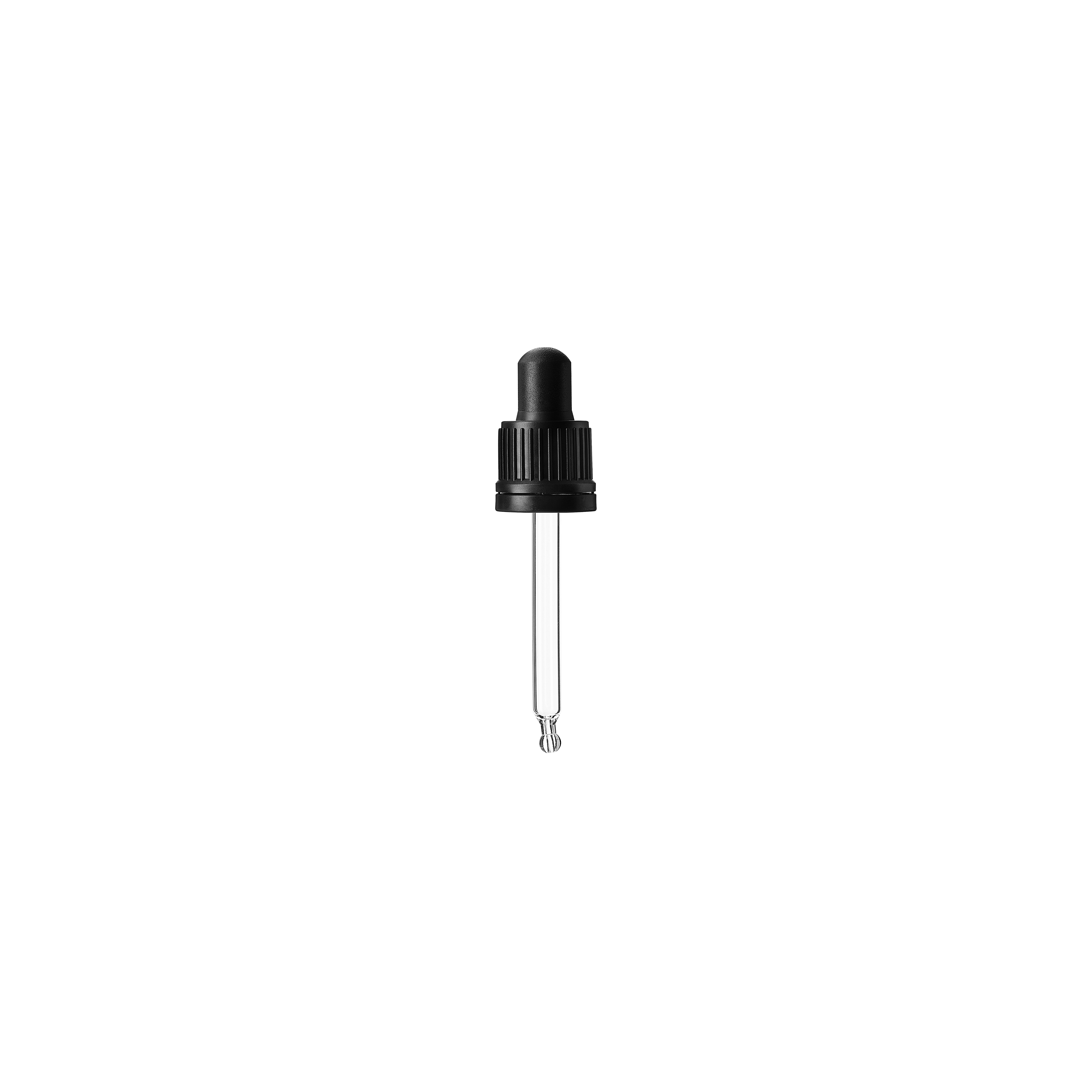 Pipette series II, DIN18, tamper-evident, PP, black matt, ribbed, black bulb NBR 0.7 ml, bent ball tip with 1.0 opening for Ginger 20 ml