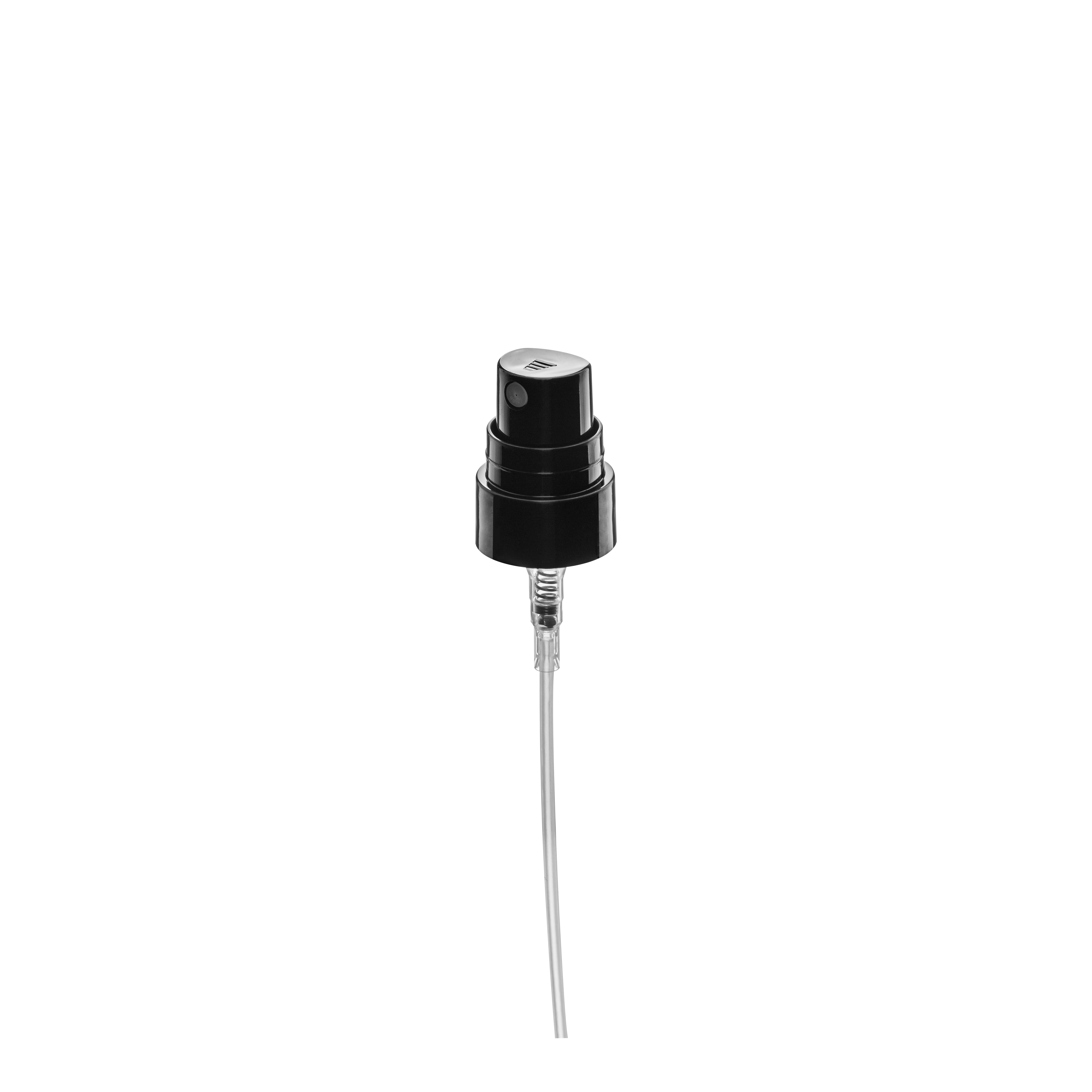 Mist sprayer Sinfonia 18/400, PP, black, glossy finish, dose 0.10 ml, with black overcap for Willow 15 ml