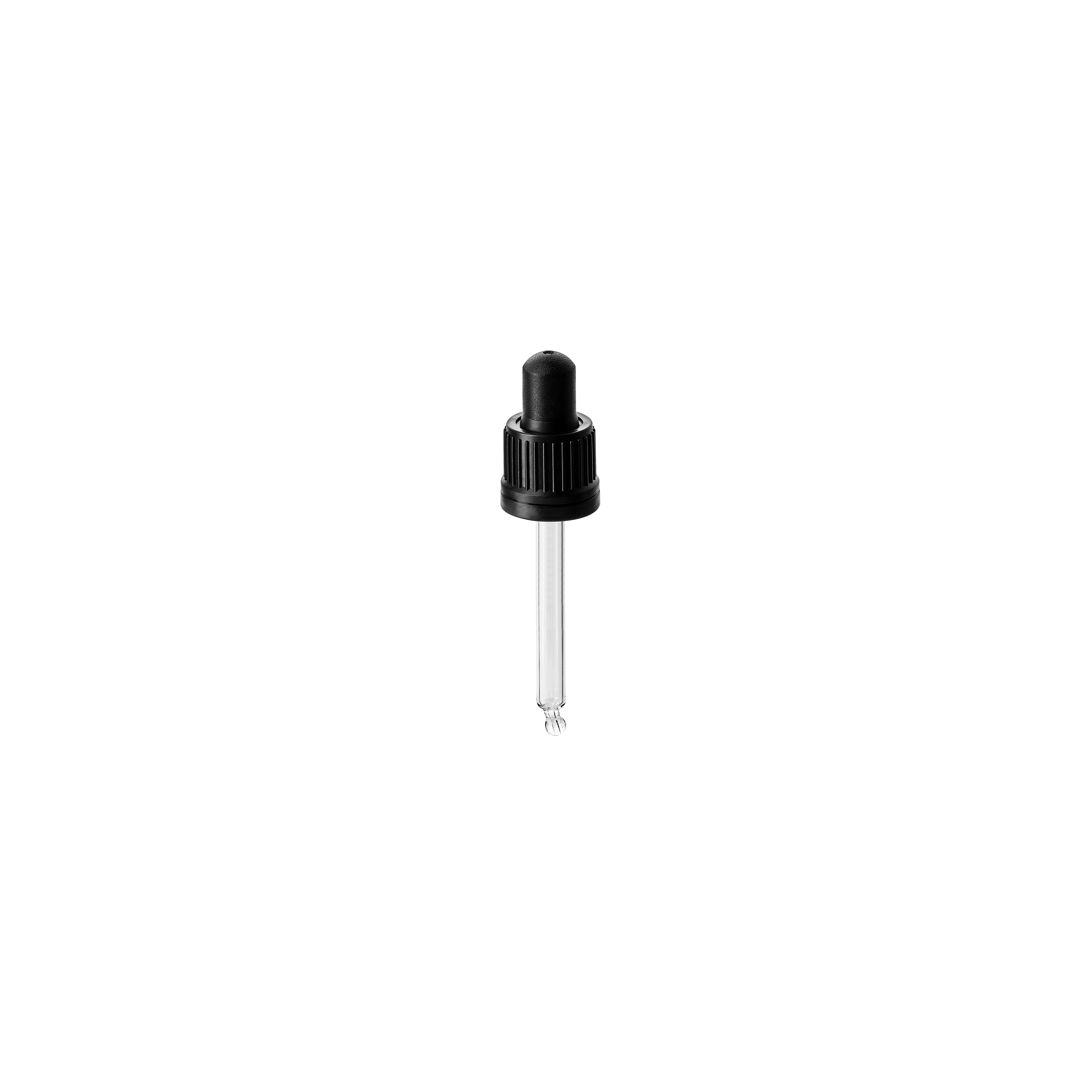 Pipette tamper evident DIN18, II, PP, black, ribbed, bulb NBR 0.7ml, bent ball tip (Ginger 30)
