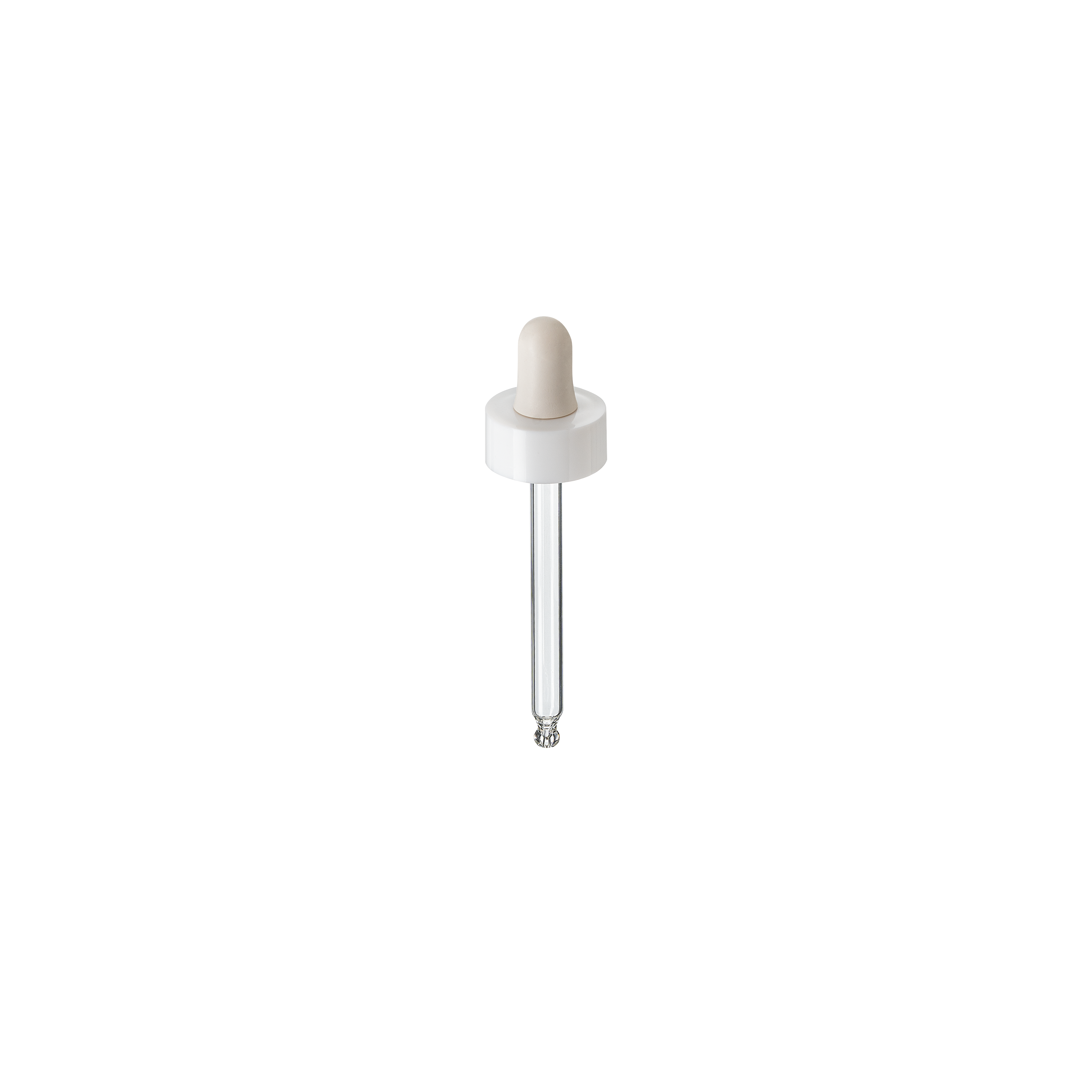 Cosmetic pipette, 18/400, double skirt, PP, white, bulb nitrile 0.75ml, ball tip, bent (Zinnia 30)