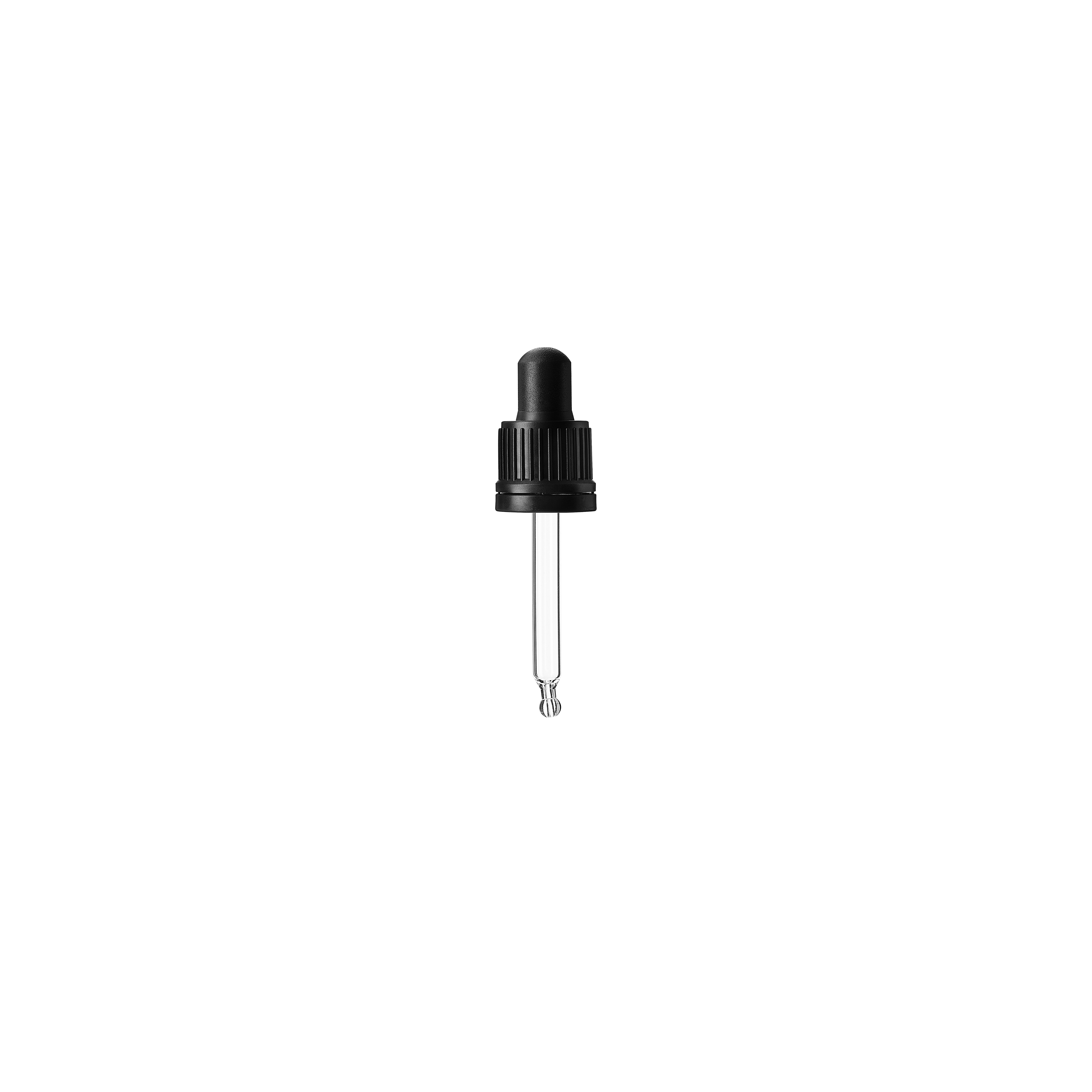 Pipette series II, DIN18, tamper-evident, PP, black matt, ribbed, black bulb NBR 0.7 ml, bent ball tip with 1.0 opening for Ginger 15 ml