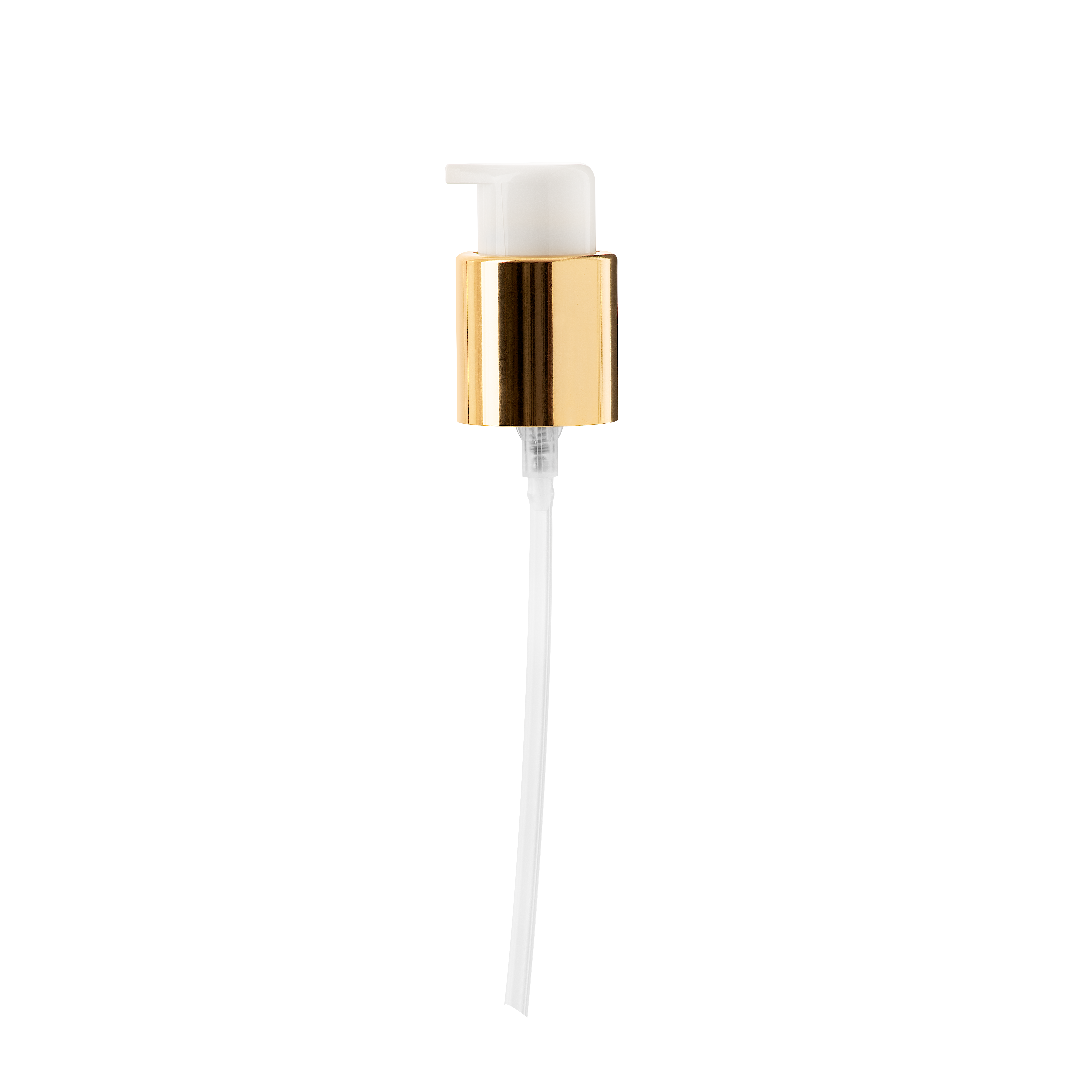 Lotion pump PZL 24/410, PP/metal, gold shiny collar, dose 0.25ml, twist-lock (Willow 100)