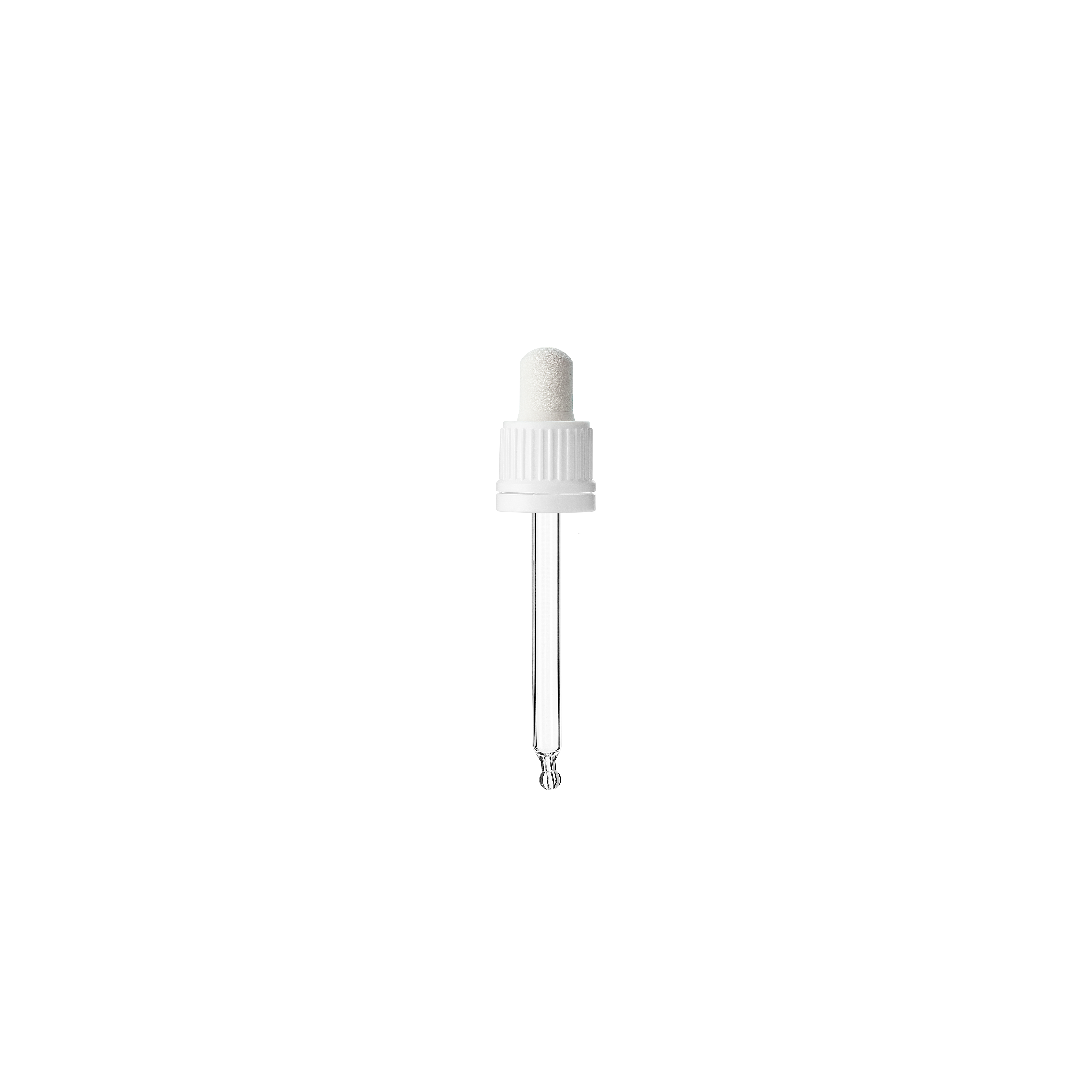 Pipette series II, DIN18, tamper-evident, PP, white matt, ribbed, white bulb NBR 0.7 ml, bent ball tip with 1.0 opening for Ginger 30 ml