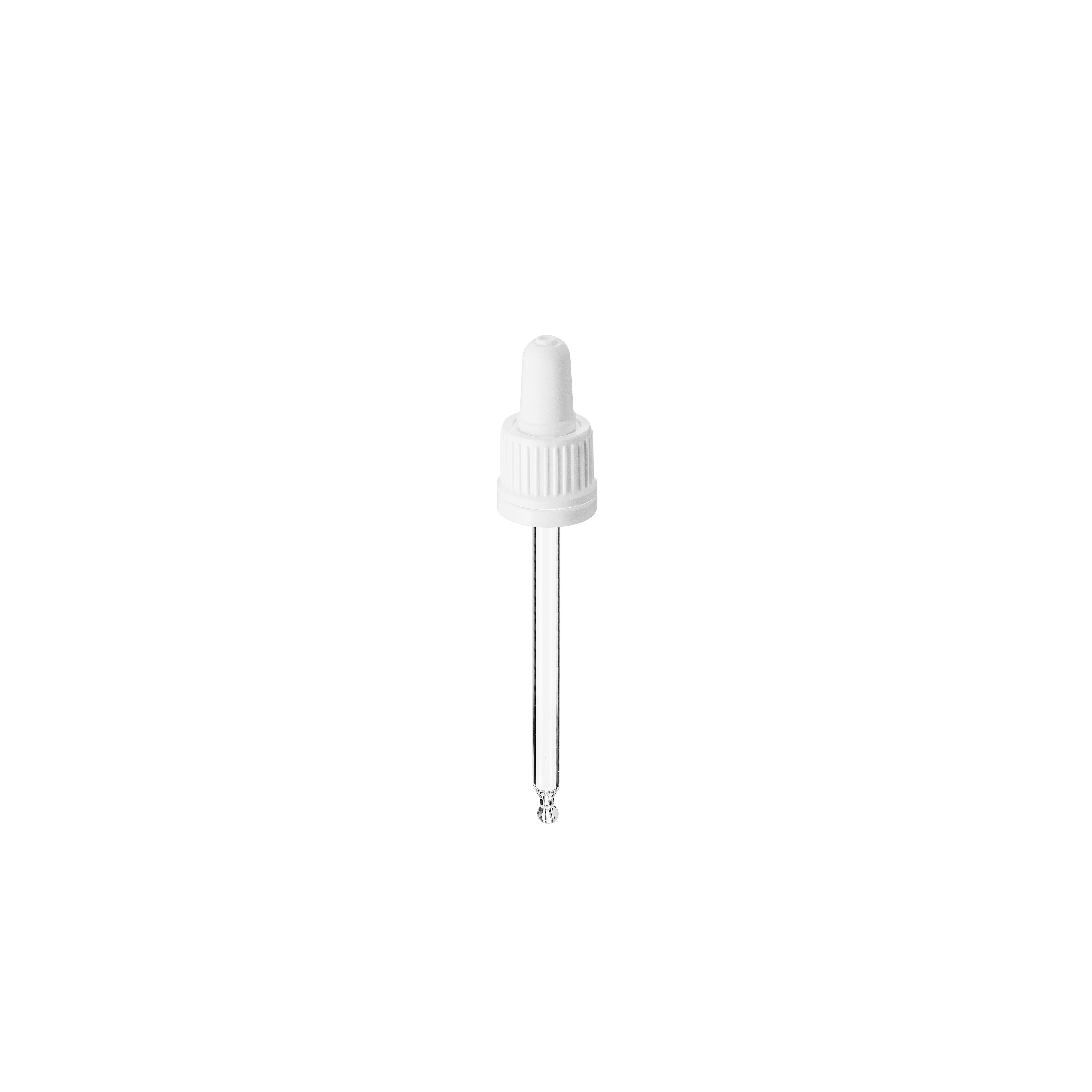 Pipette series II, DIN18, tamper-evident, PP, white, ribbed, white bulb TPE 0.7 ml, bent ball tip with 1.0 opening for Ginger 100 ml
