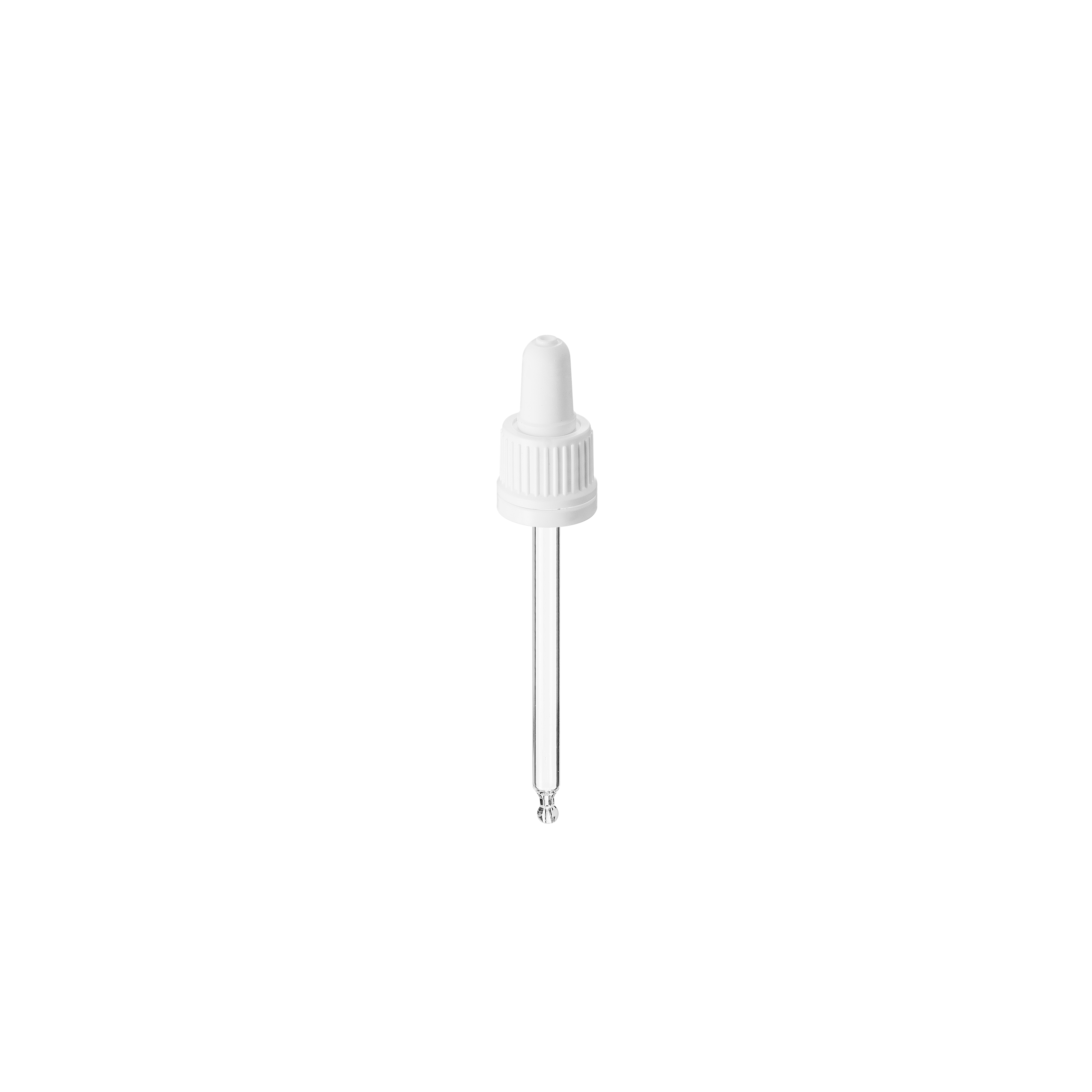 Pipette tamper evident DIN18, II, PP, white, ribbed, bulb TPE 0.7ml, bent ball tip (Ginger 100)