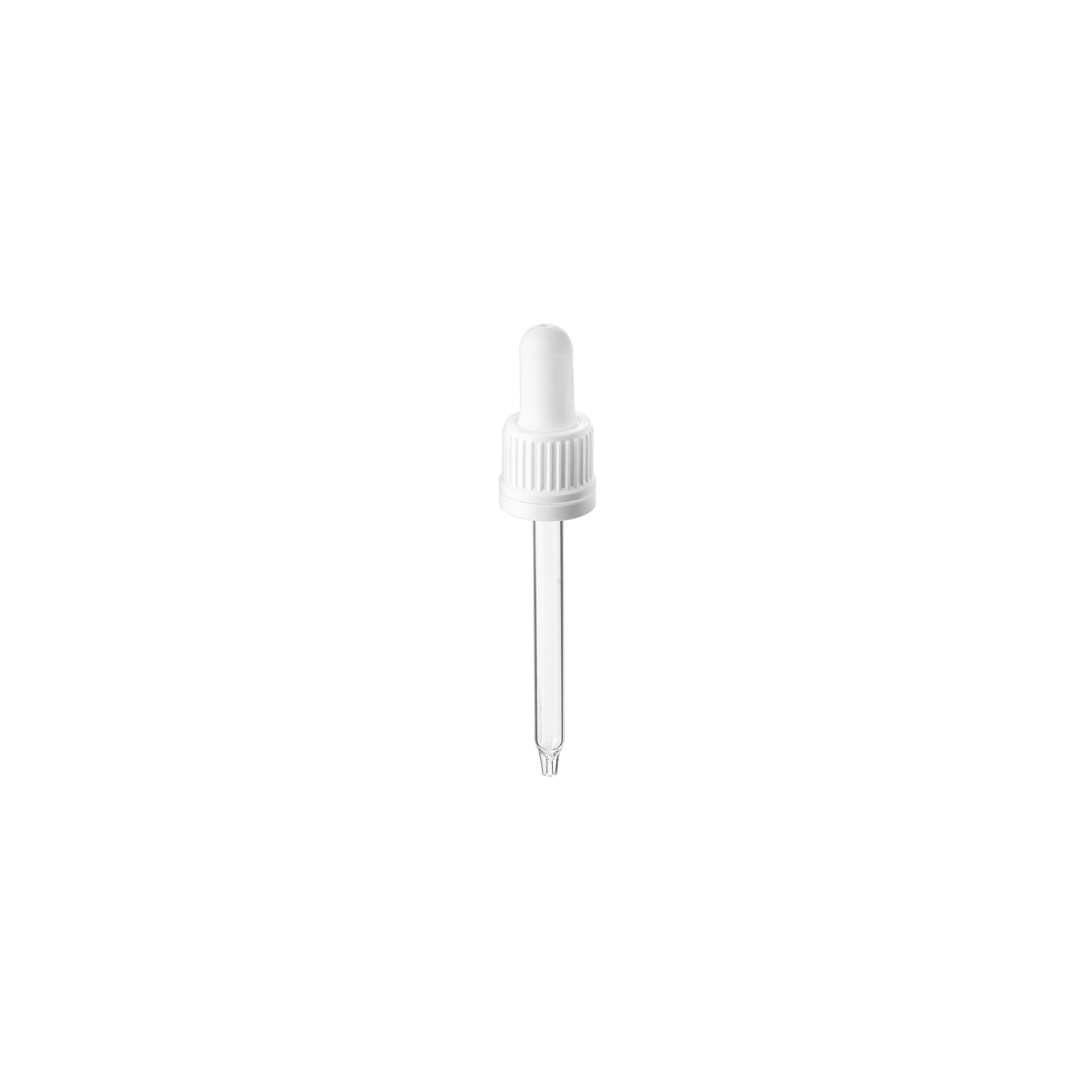 Pipette tamper evident DIN18, II, PP, white, ribbed, bulb TPE 1.0ml, conical tip (Ginger 50)