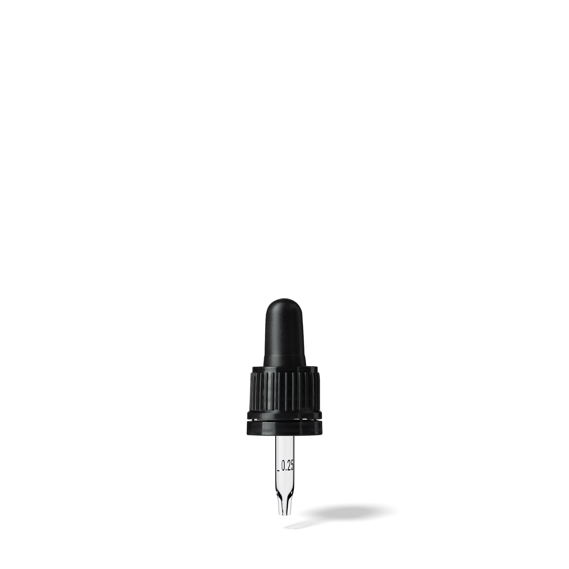 Pipette D02 black ribbed, D18, TE-b, Bulb TPEs-b 0.7, Tip conical 1.0, Grad-b-A01, ORI5/GIN5
