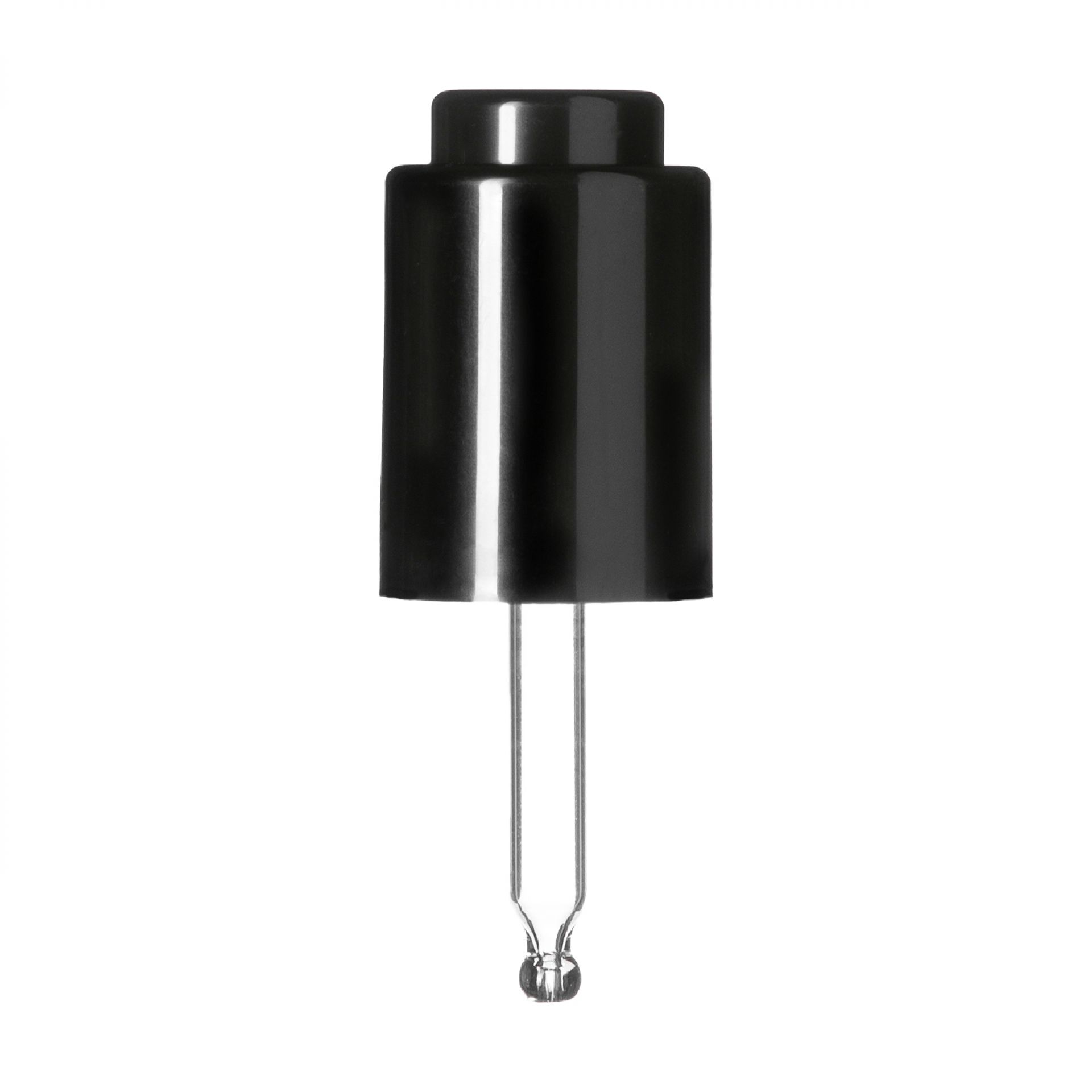 Push-button pipette 18/415, black glossy finish, bulb Nitrile 0.35ml, ball tip, straight (Laurel 15)