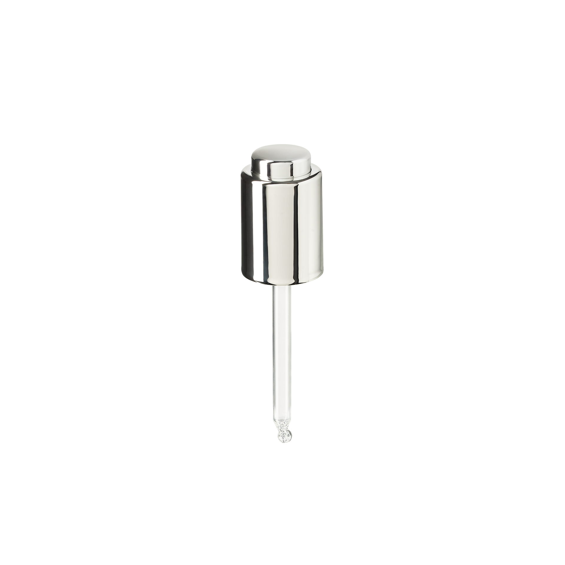 Push-button pipette 20/410, silver glossy, bulb Nitrile 0.35ml, ball tip, bent (DA Allure 30)