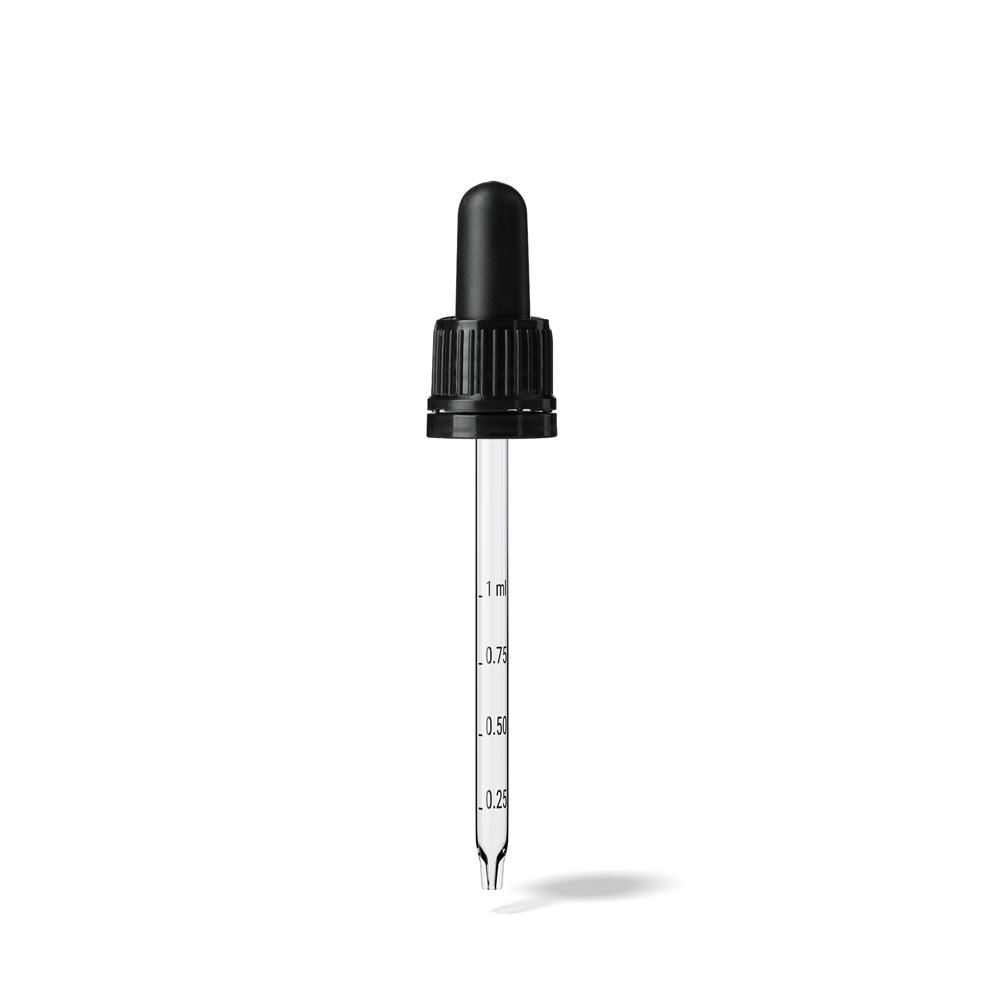 Pipette D02 black ribbed, D18, TE-b, Bulb TPEs-b 1.0, Tip conical 1.0, Grad-b-A02, GIN60