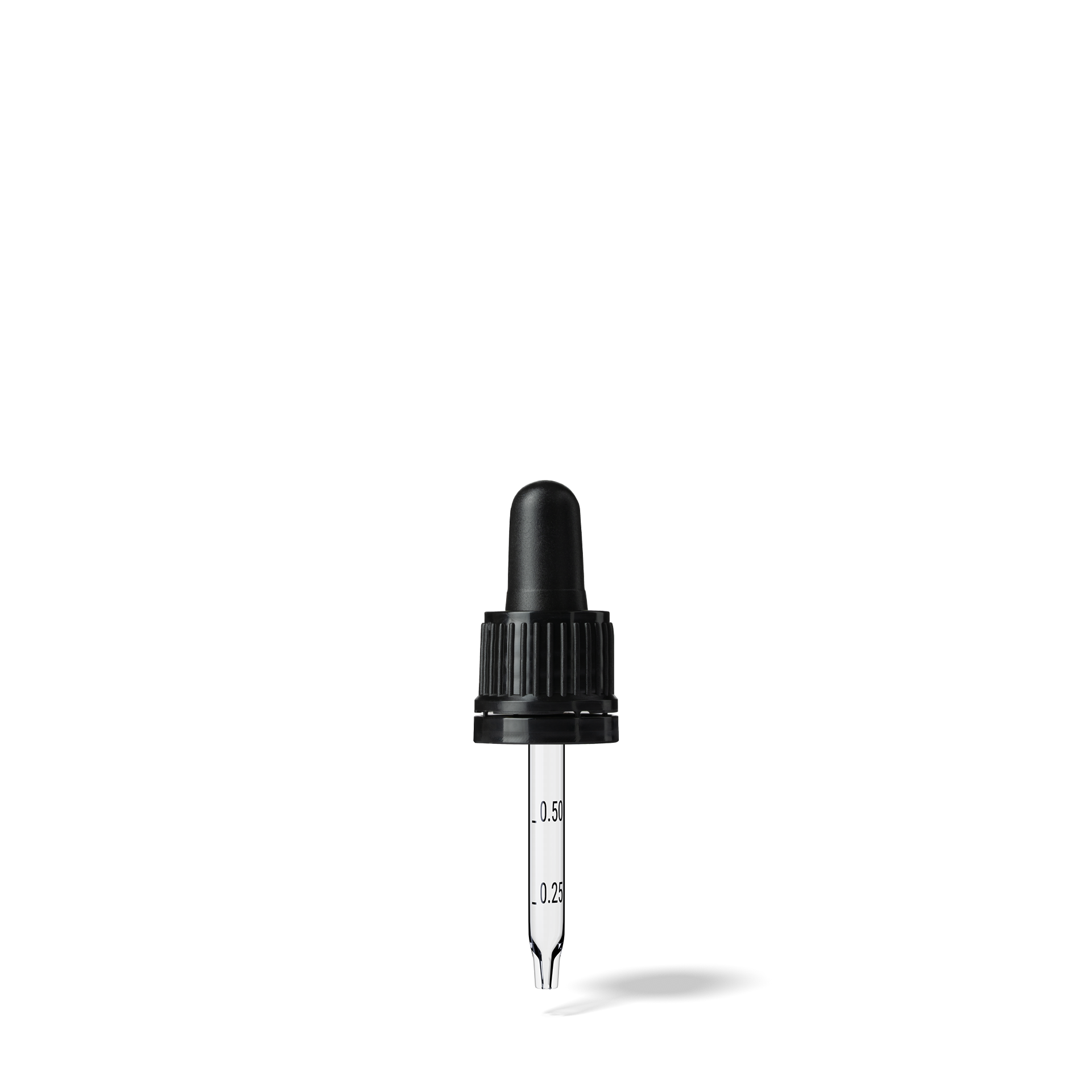 Pipette D02 black ribbed, D18, TE-b, Bulb TPEs-b 0.7, Tip conical 1.0, Grad-b-A01, ORI10-63/GIN10
