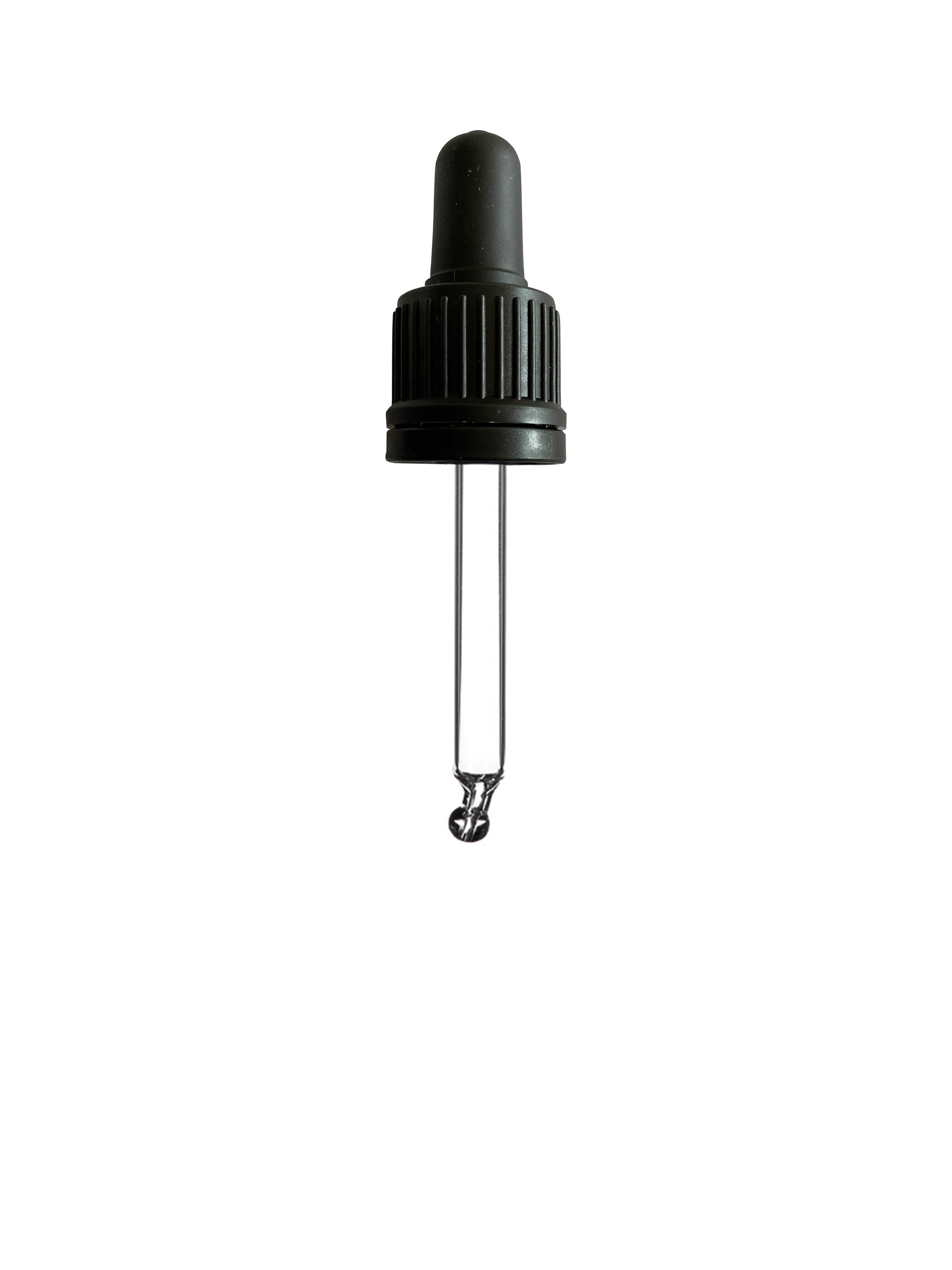 Pipette series II, DIN18, tamper-evident, PP, black, ribbed, black bulb TPE 0.7 ml, bent ball tip with 1.0 opening for Ginger 15 ml
