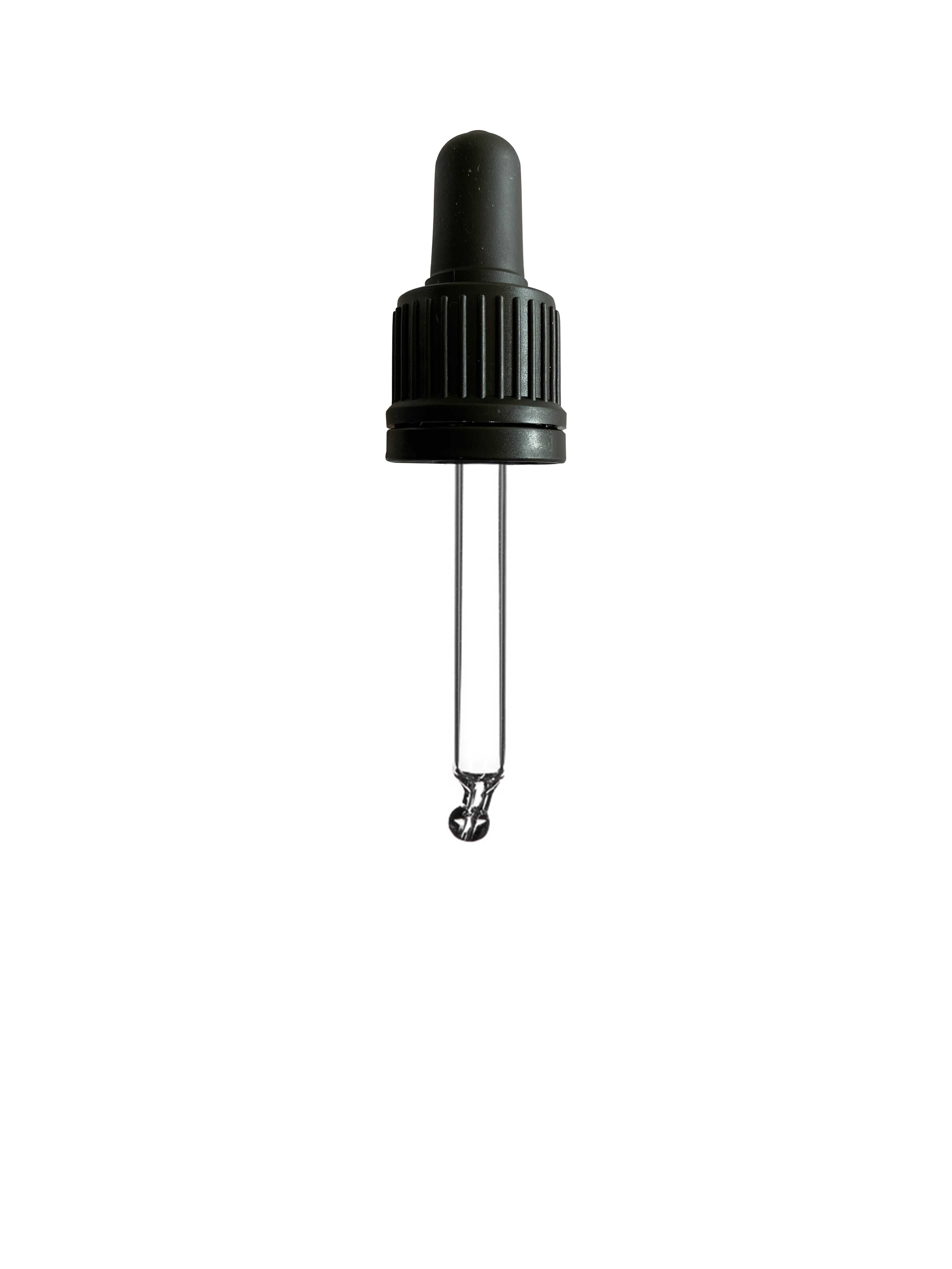 Pipette tamper evident DIN18, II, PP, black, ribbed, bulb TPE 0.7ml, bent ball tip (Ginger 15)