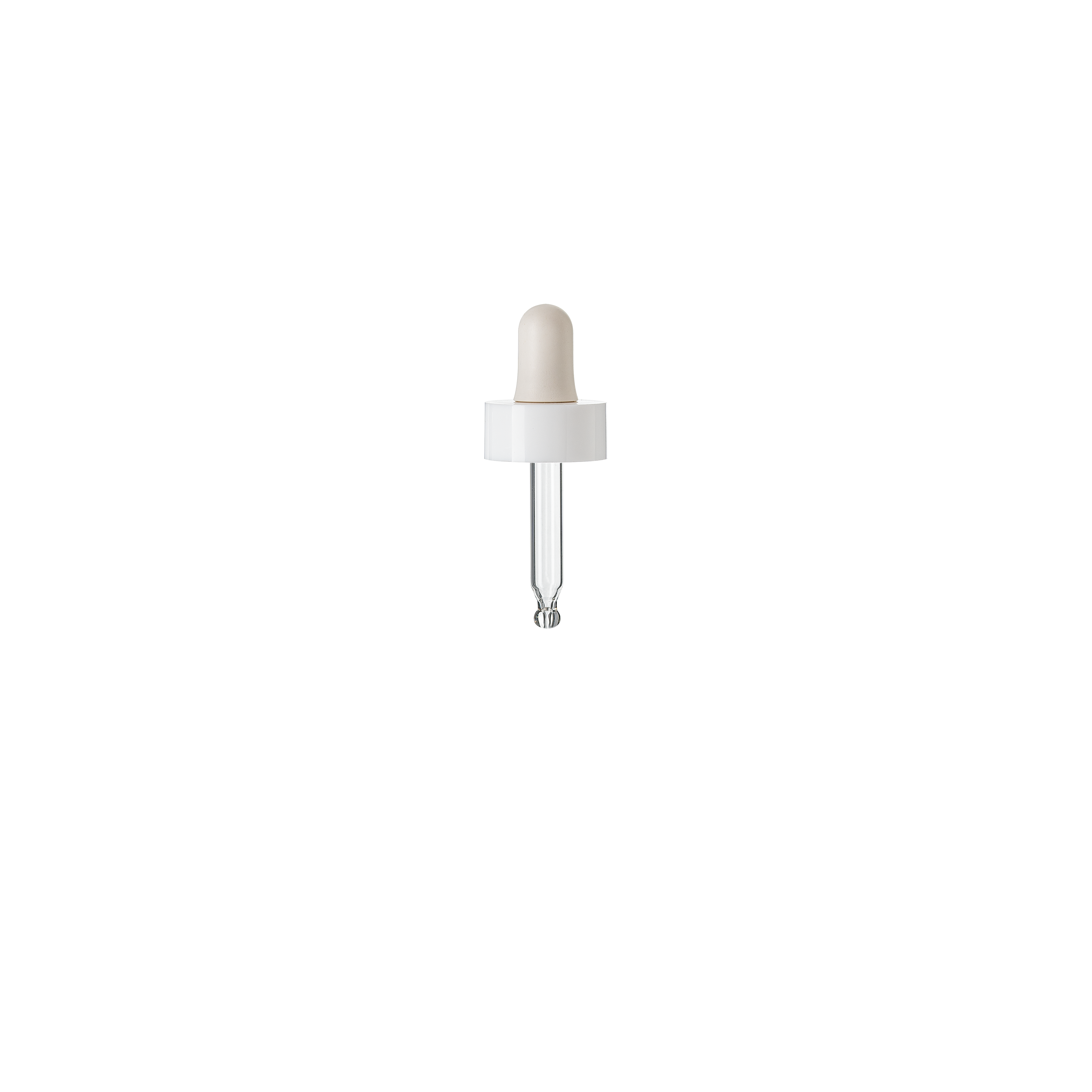 Cosmetic pipette, 18/400, double skirt, PP, white, bulb nitrile 0.75ml, ball tip, bent (Zinnia 15)