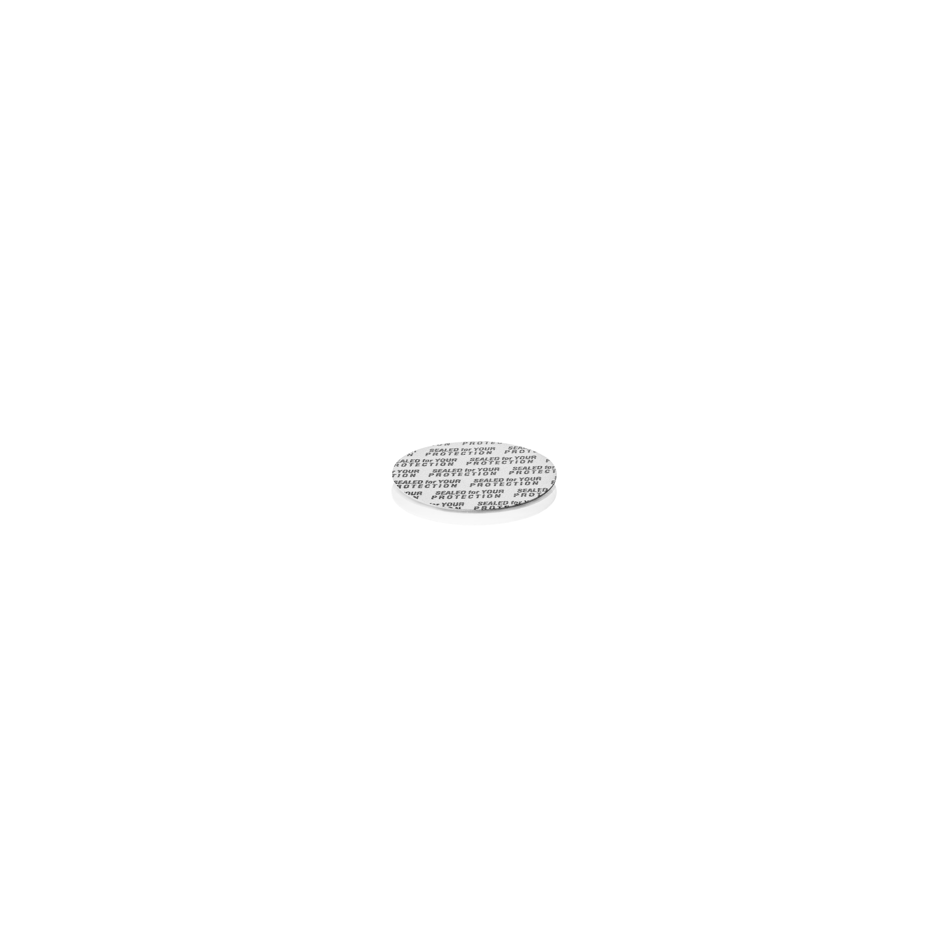 Pressure sensitive seal, 37mm, white, tabs, black text (JUN100/120), only applicable for dry goods