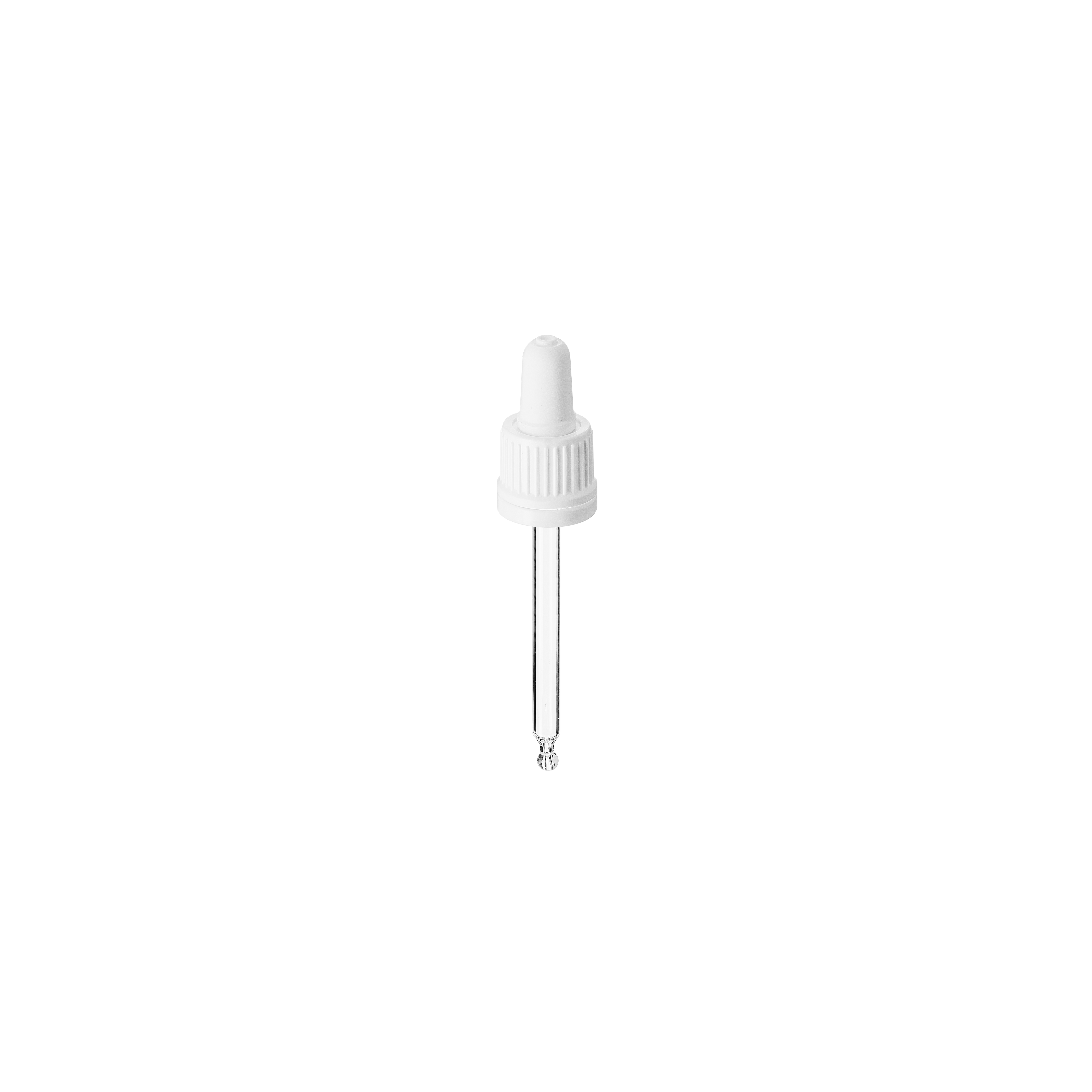 Pipette series II, DIN18, tamper-evident, PP, white, ribbed, white bulb TPE 0.7 ml, bent ball tip with 1.0 opening for Ginger 50 ml