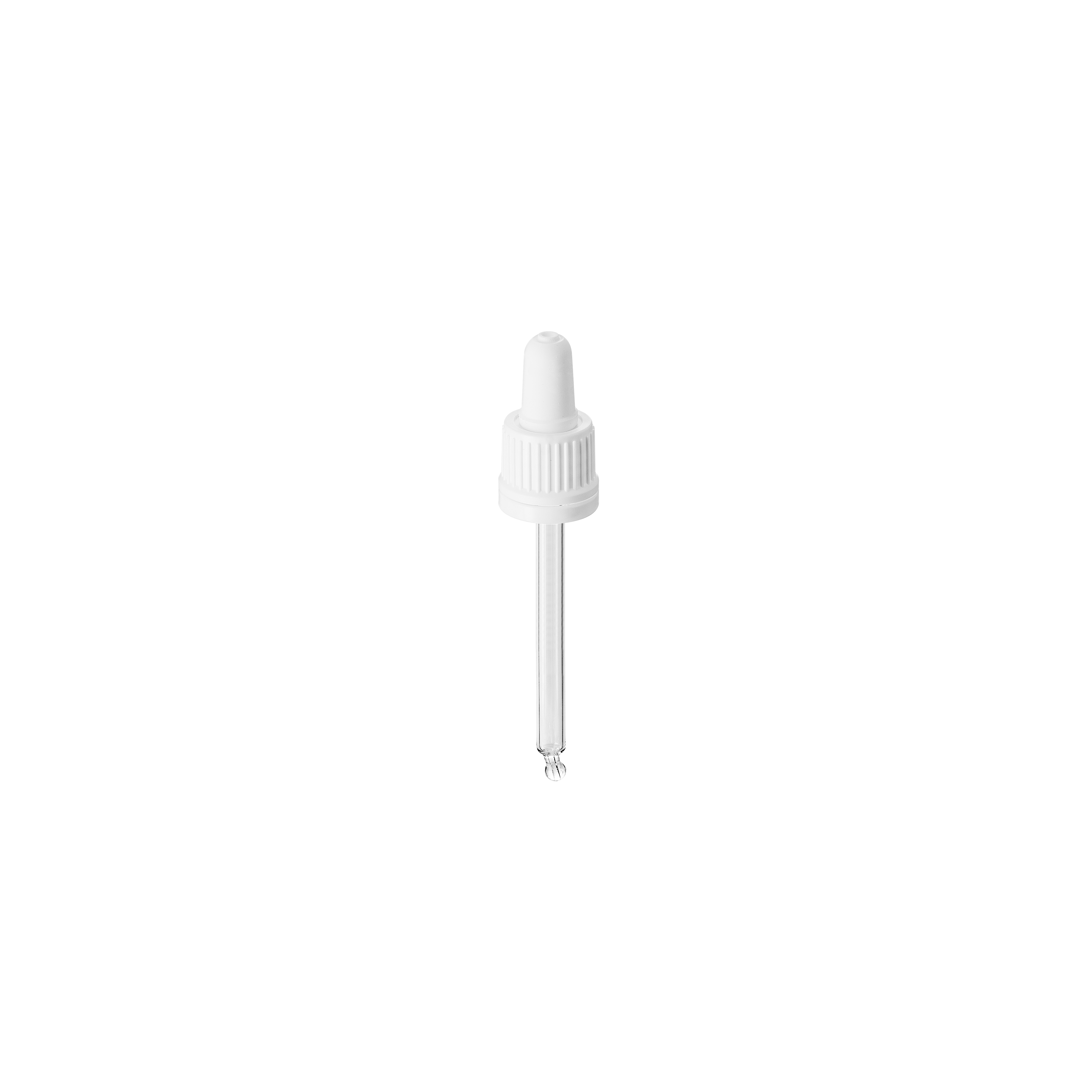 Pipette tamper evident DIN18, II, PP, white, ribbed, bulb TPE 0.7ml, bent ball tip (Ginger 60)