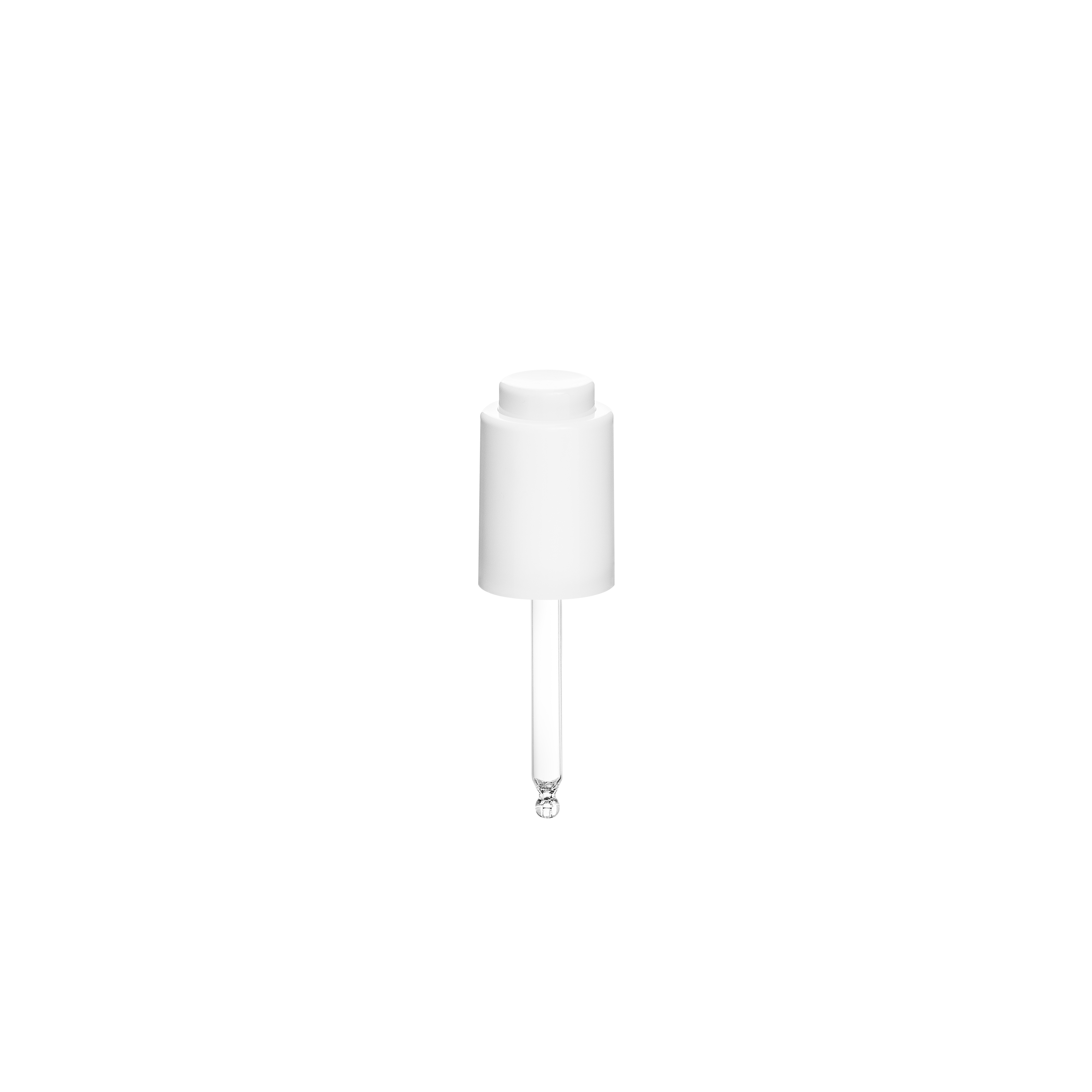 Push-button pipette 18/415 thread, PP/ABS, white glossy finish, white button bulb Nitrile 0.4 ml, ball tip, straight for Laurel 30 ml