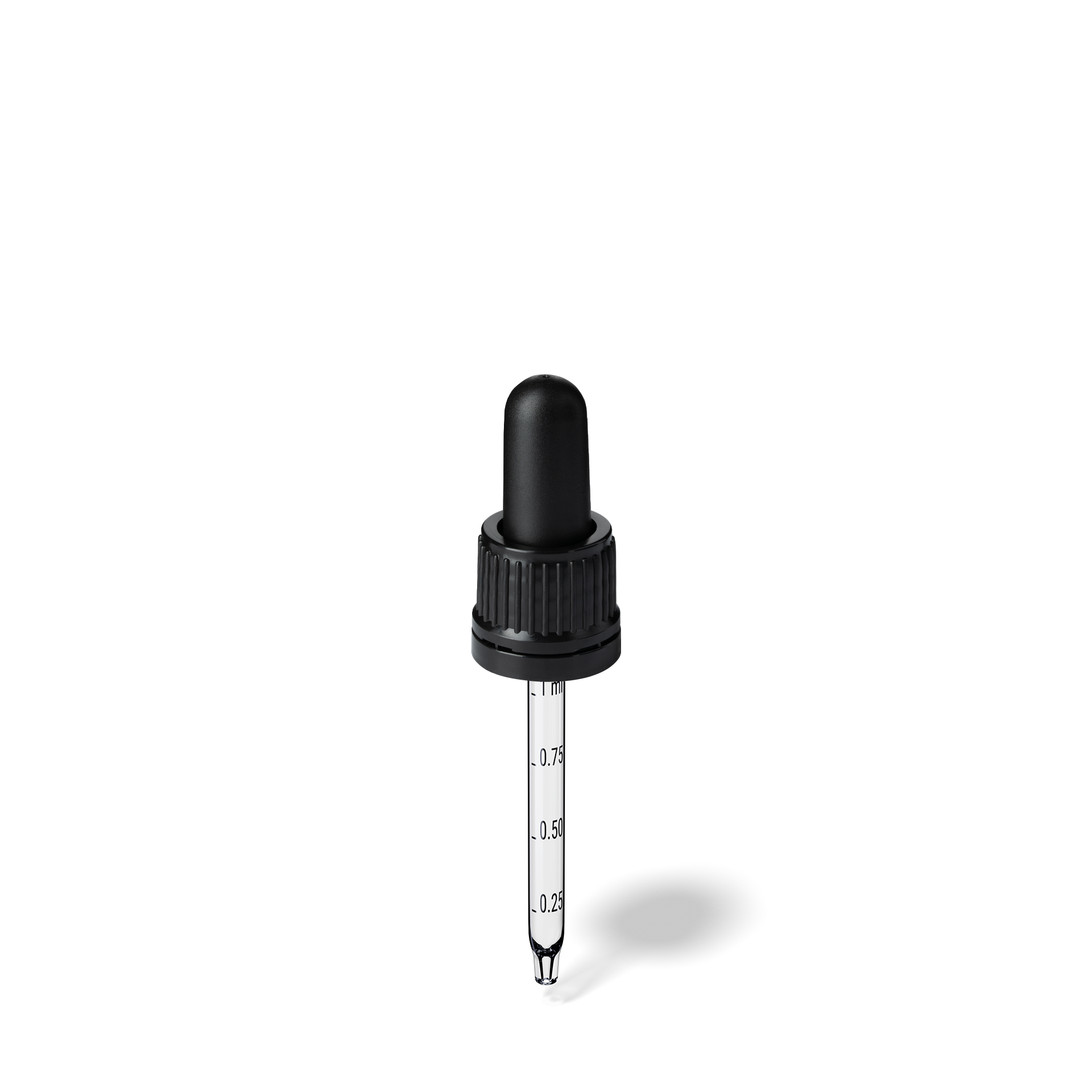 Pipette D02 black ribbed, D18, TE-b, Bulb TPEs-b 1.0, Tip conical 1.0, Grad-b-A02, ORI30/GIN30