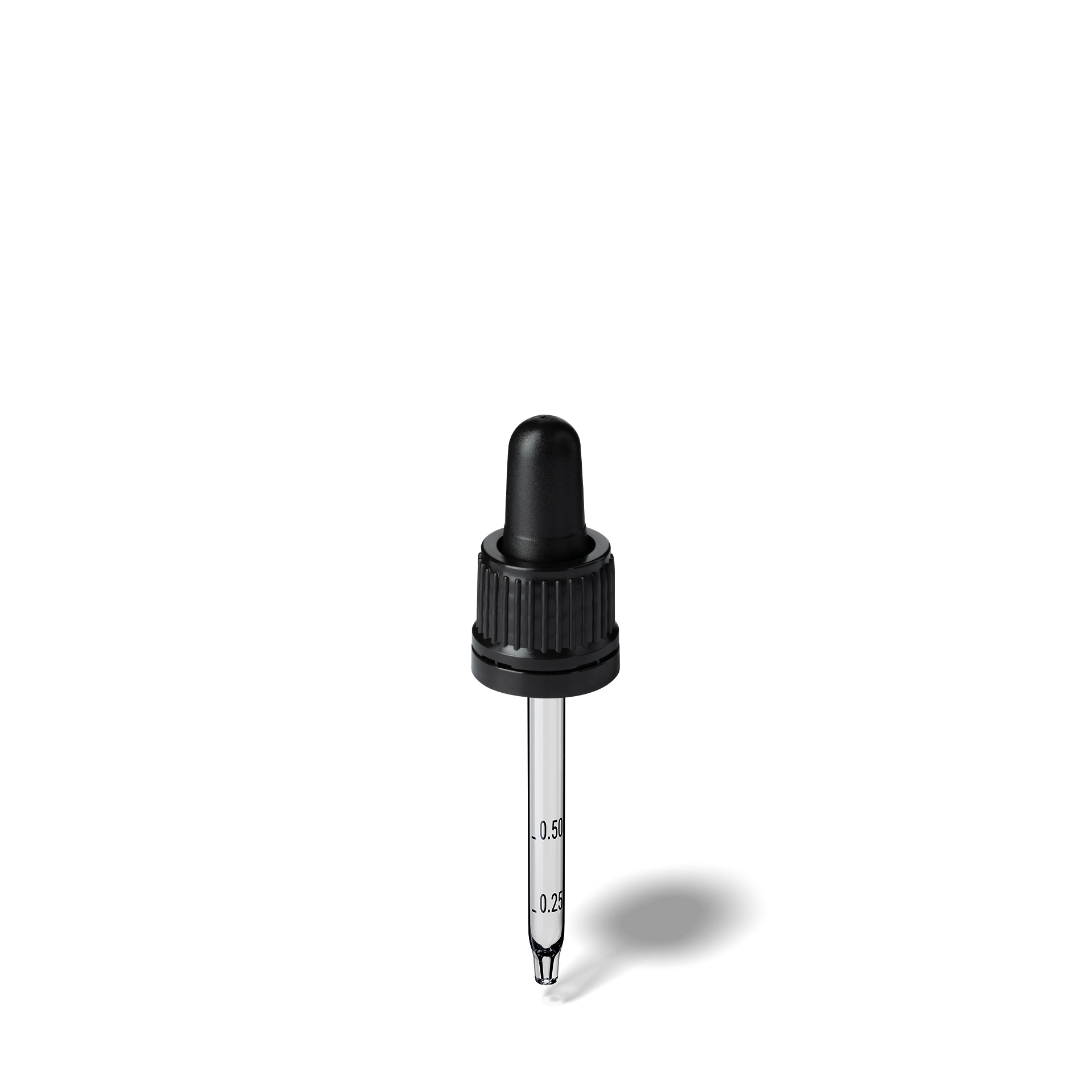 Pipette D02 black ribbed, D18, TE-b, Bulb TPEs-b 0.7, Tip conical 1.0, Grad-b-A01, ORI20/GIN20