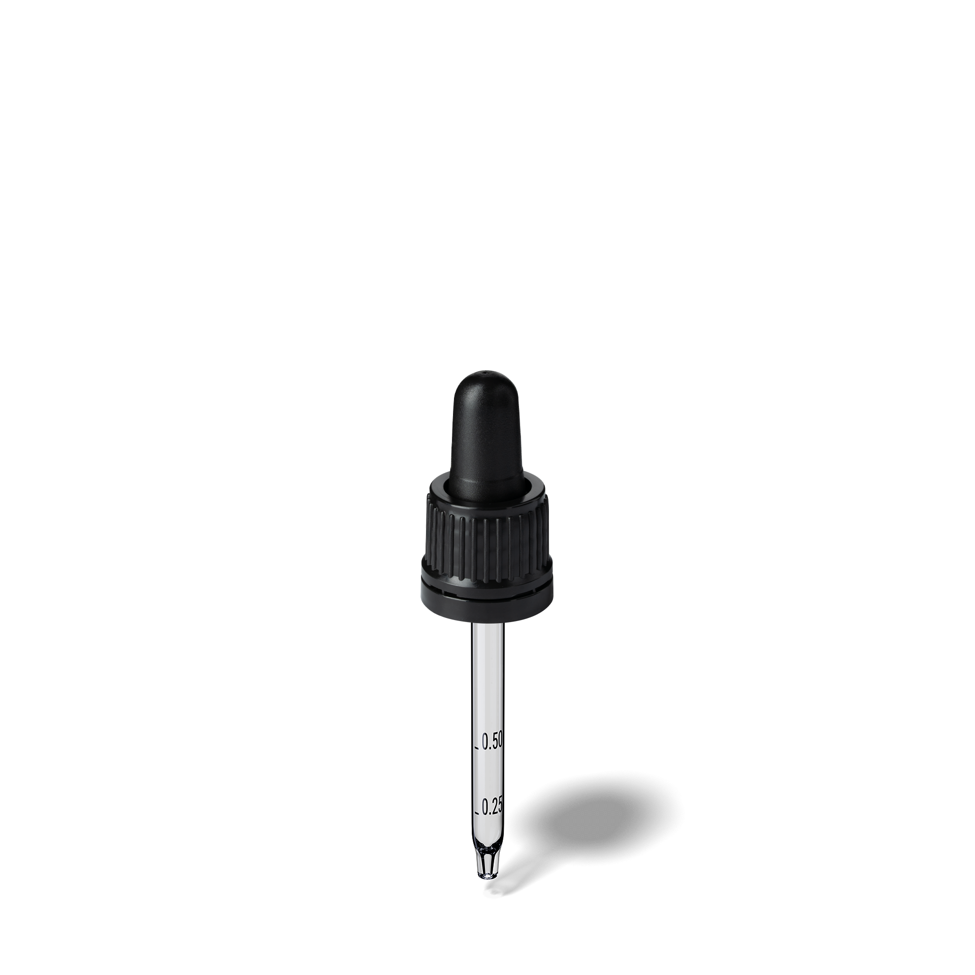 Pipette D02 black ribbed, D18, TE-b, Bulb TPEs-b 0.7, Tip conical 1.0, Grad-b-A01, ORI20/GIN20 Pipette D02 black ribbed, D18, TE-b, Bulb TPEs-b 0.7, Tip conical 1.0, Grad-b-A01, ORI20/GIN20