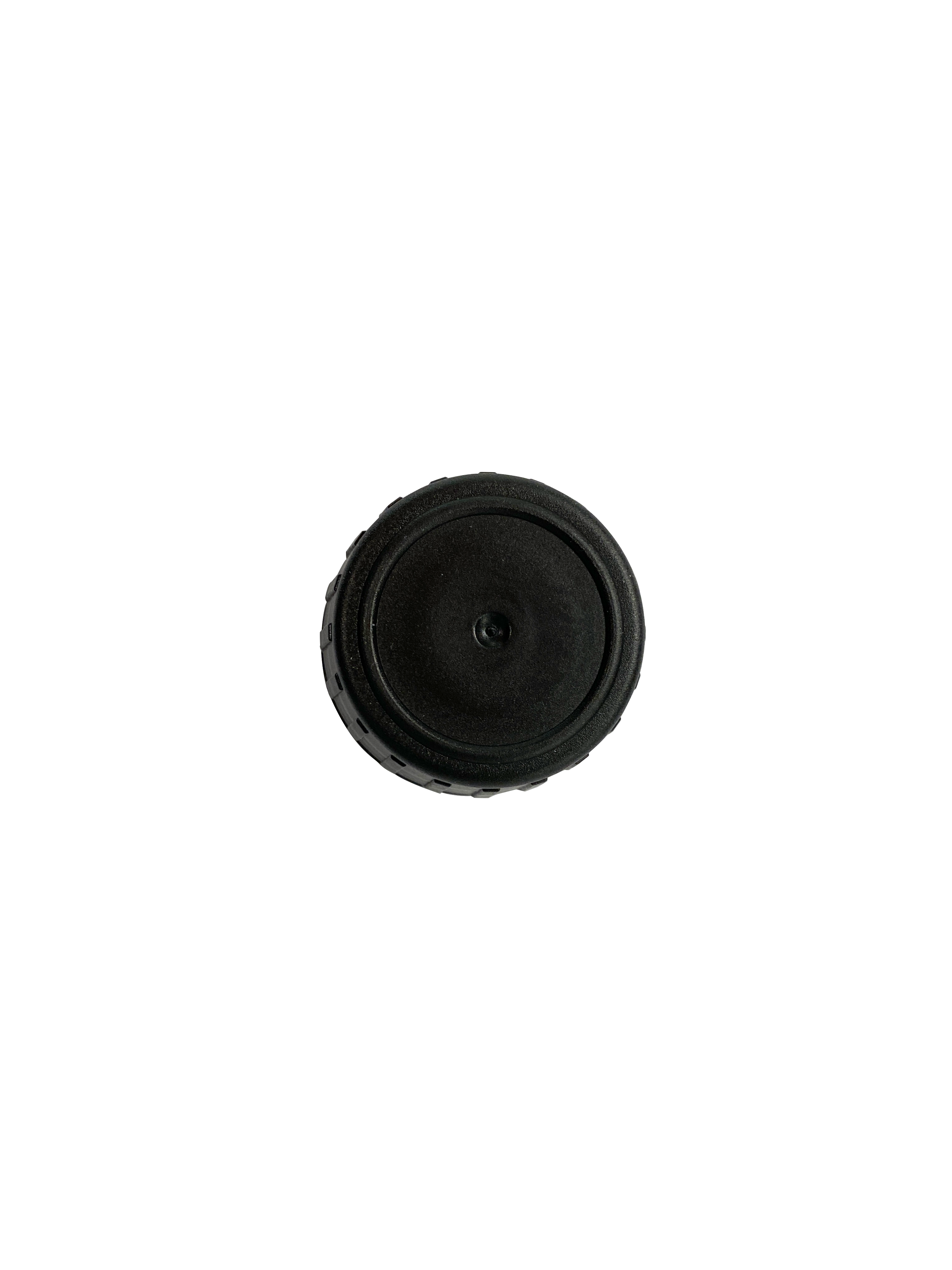 Screw cap tamper evident PP28, III, PP, black, ribbed, natural pourer PELD (Thyme)
