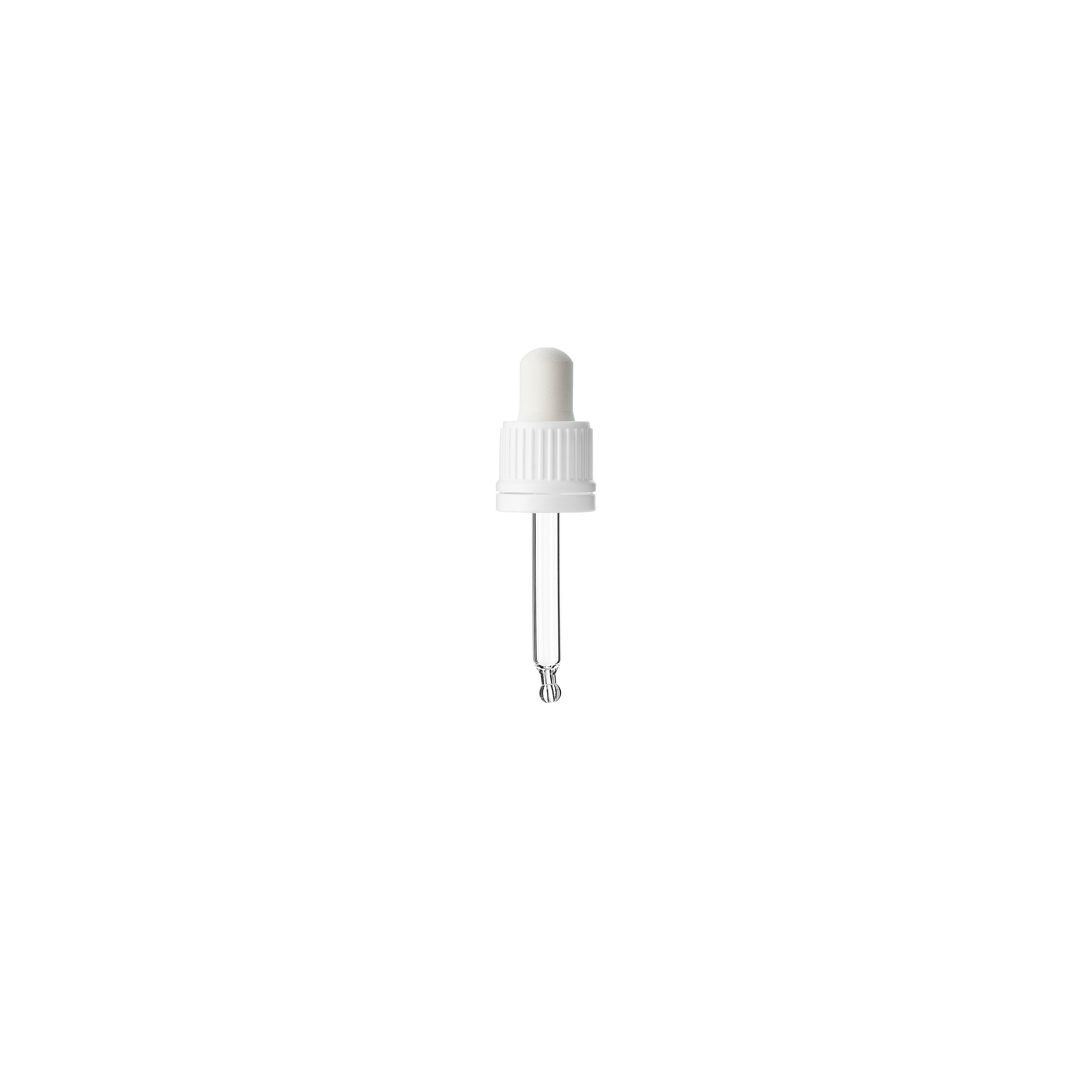 Pipette series II, DIN18, tamper-evident, PP, white matt, ribbed, white bulb NBR 0.7 ml, bent ball tip with 1.0 opening for Ginger 10 ml