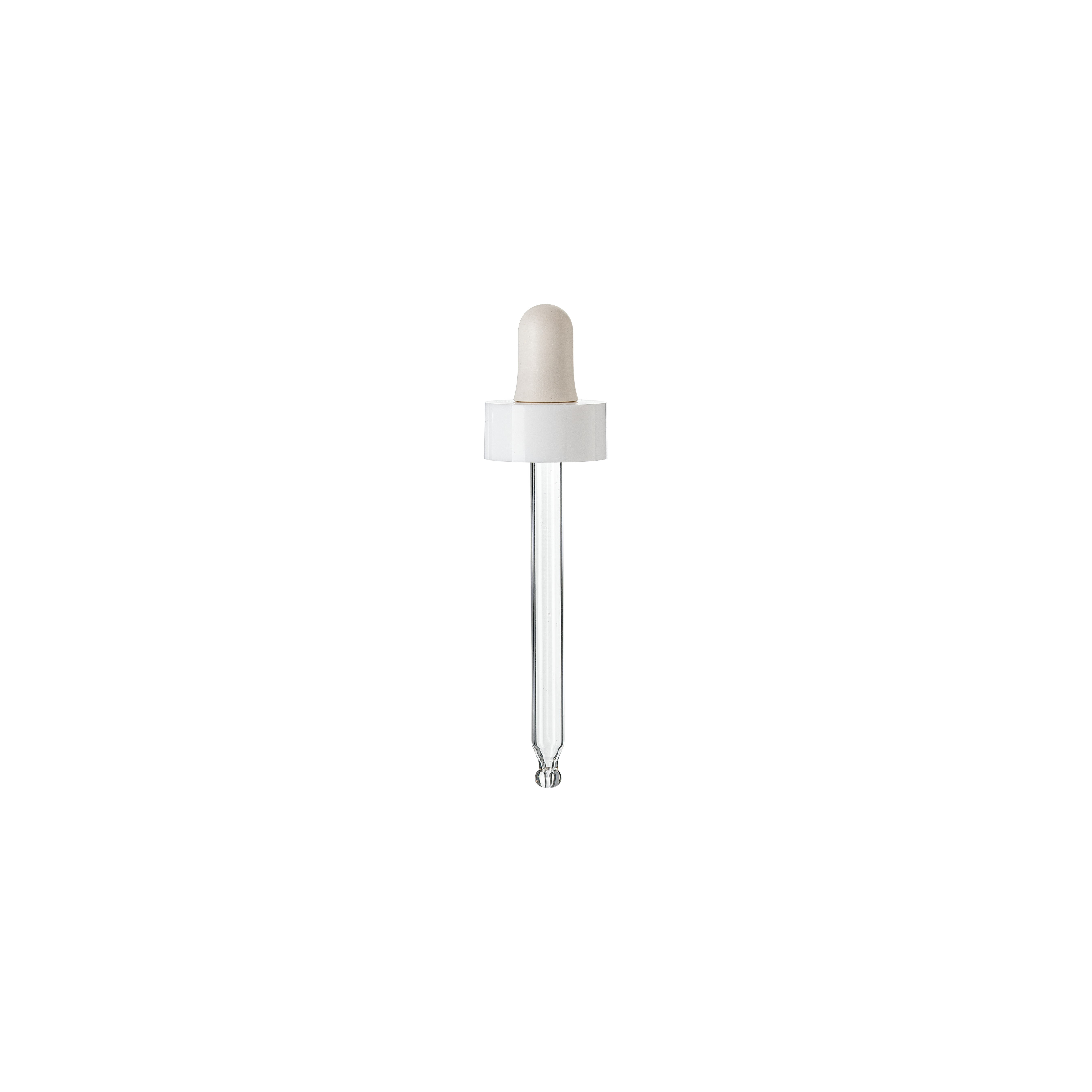 Cosmetic pipette, 18/400, double skirt, PP, white, bulb nitrile 0.75ml, ball tip, bent (Zinnia 30)