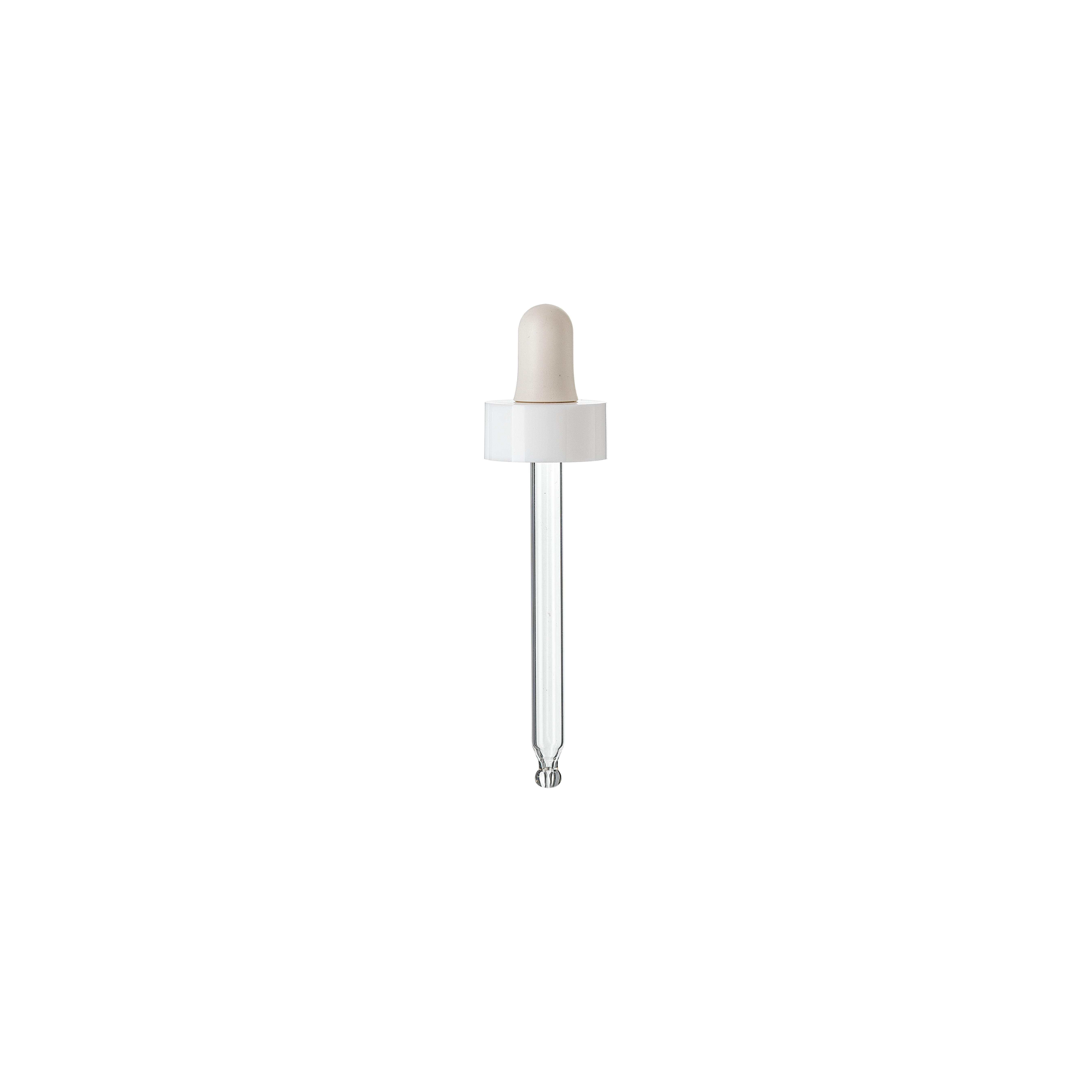 Cosmetic pipette, 18/400, double skirt, PP, white, bulb nitrile 0.75ml, ball tip, bent (Zinnia 30)