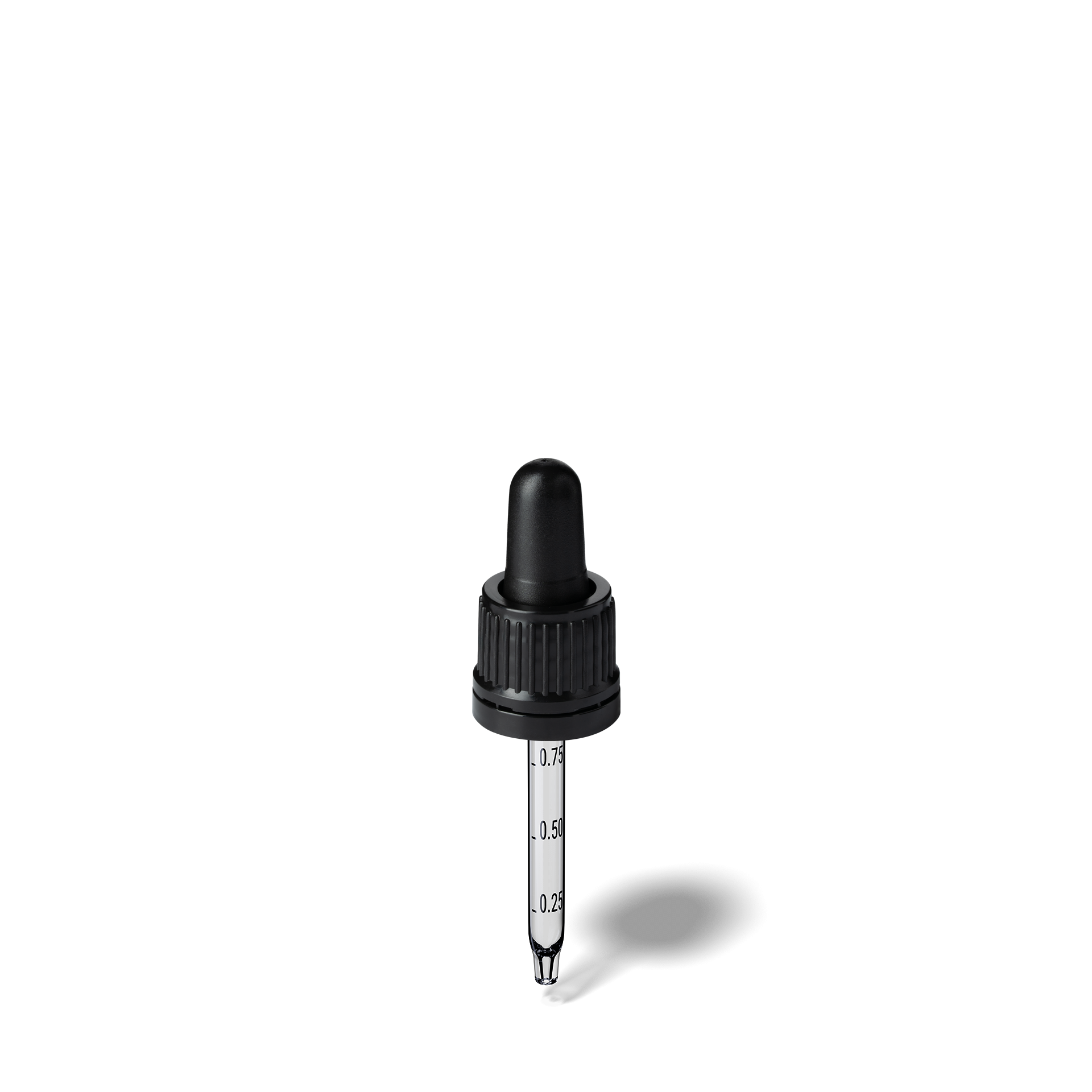 Pipette D02 black ribbed, D18, TE-b, Bulb TPEs-b 0.7, Tip conical 1.0, Grad-b-A01, GIN15
