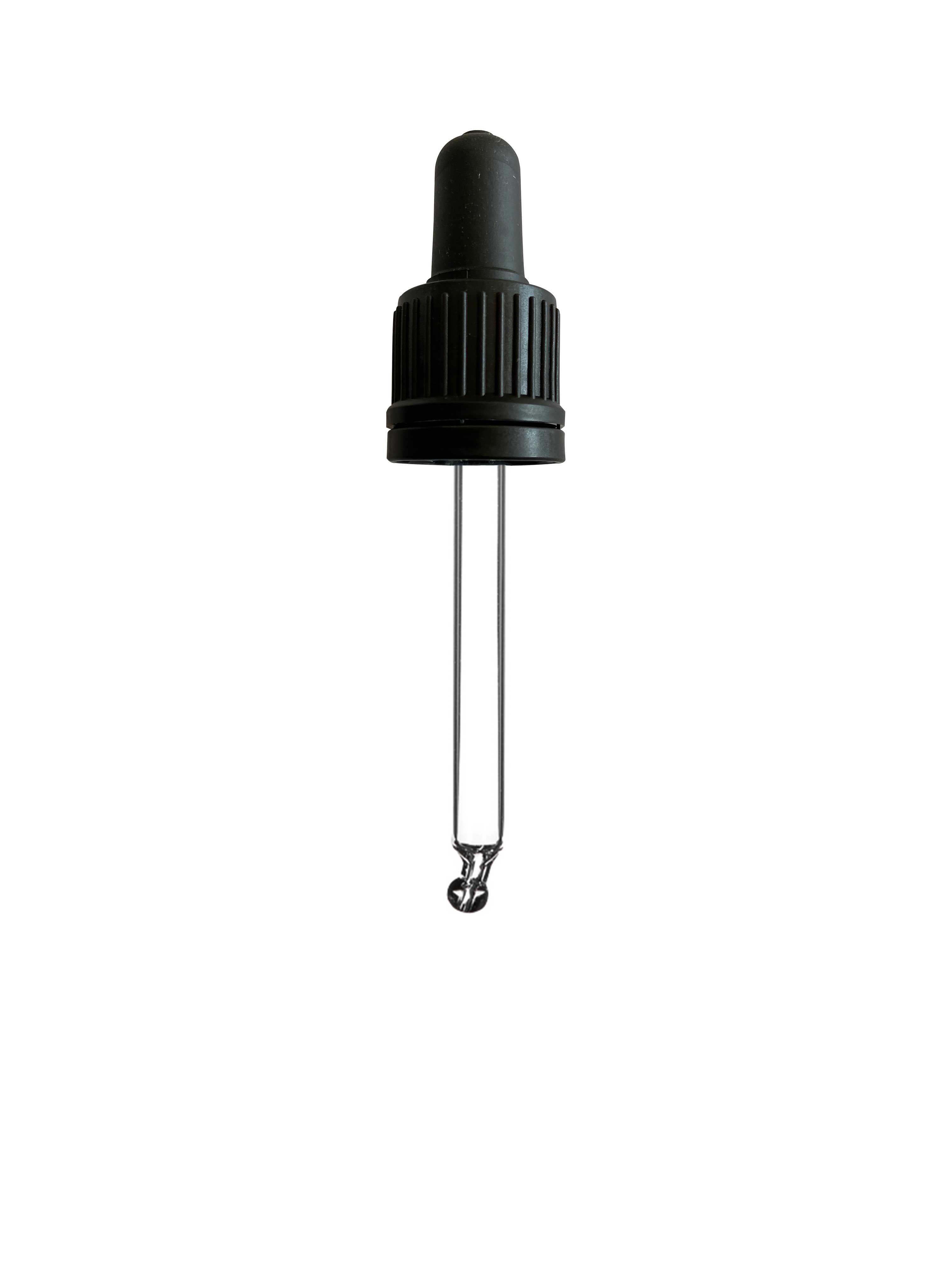 Pipette series II, DIN18, tamper-evident, PP, black, ribbed, black bulb TPE 0.7 ml, bent ball tip with 1.0 opening for Ginger 30 ml