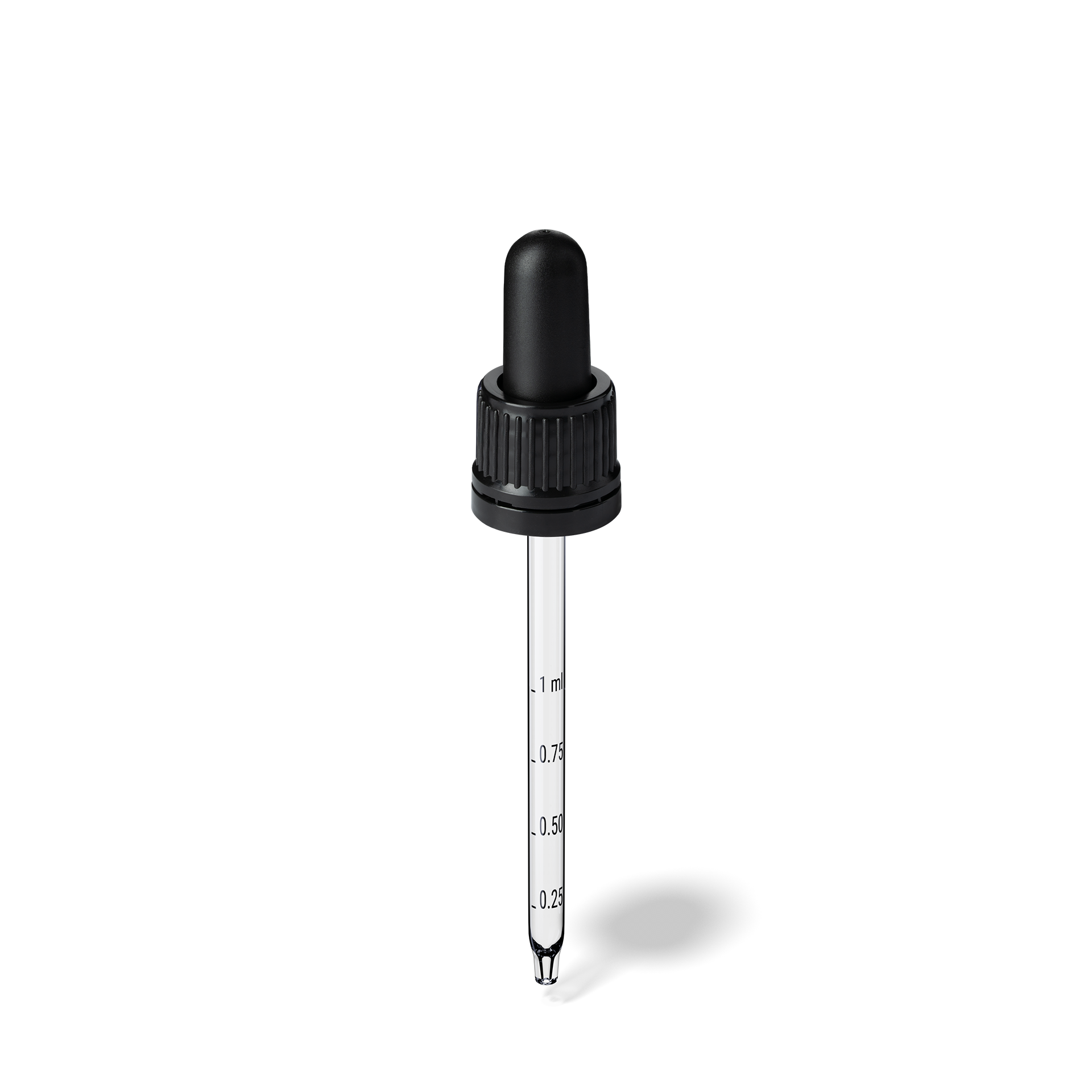 Pipette D02 black ribbed, D18, TE-b, Bulb TPEs-b 1.0, Tip conical 1.0, Grad-b-A02, GIN60