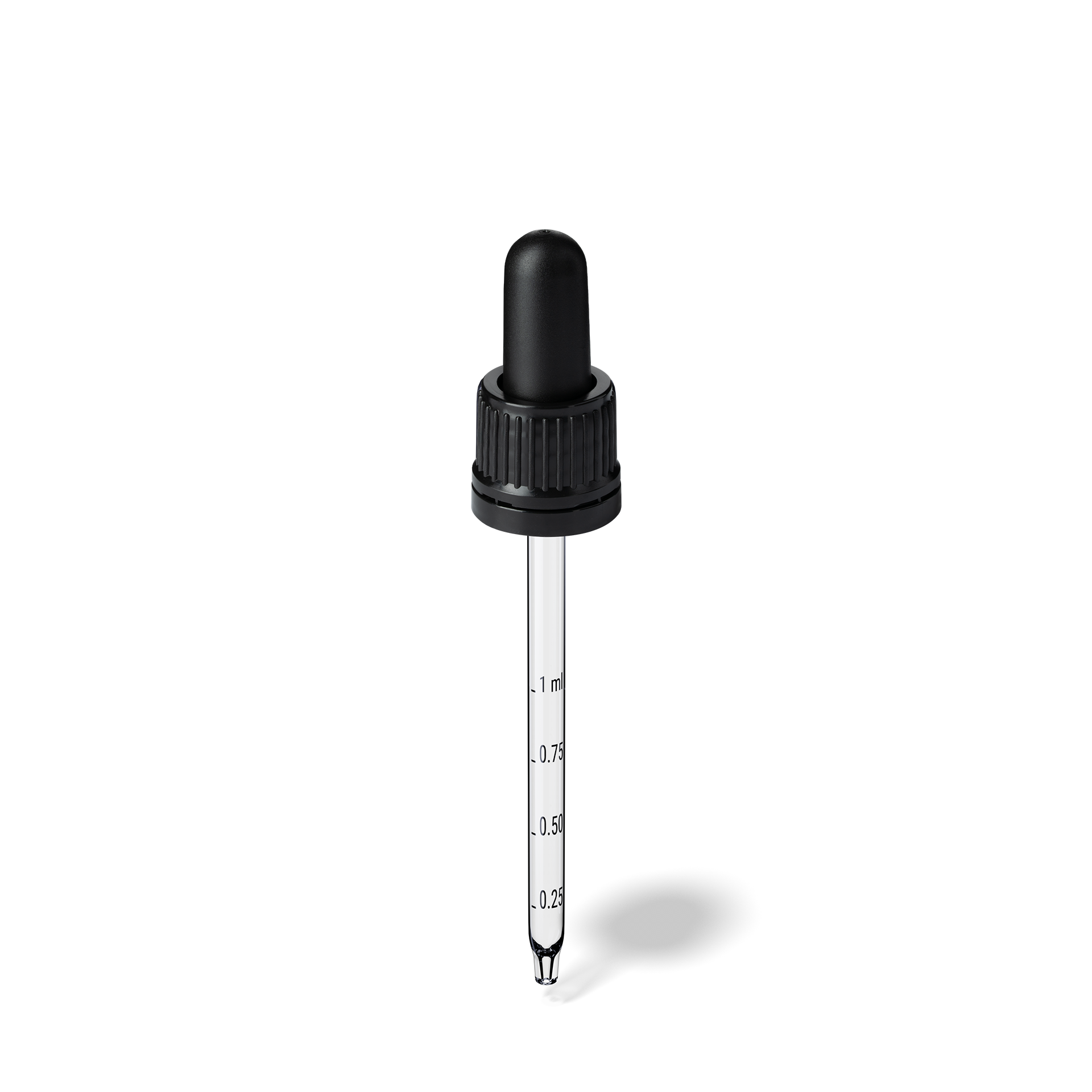 Pipette D02 black ribbed, D18, TE-b, Bulb TPEs-b 1.0, Tip conical 1.0, Grad-b-A02, GIN60 Pipette D02 black ribbed, D18, TE-b, Bulb TPEs-b 1.0, Tip conical 1.0, Grad-b-A02, GIN60