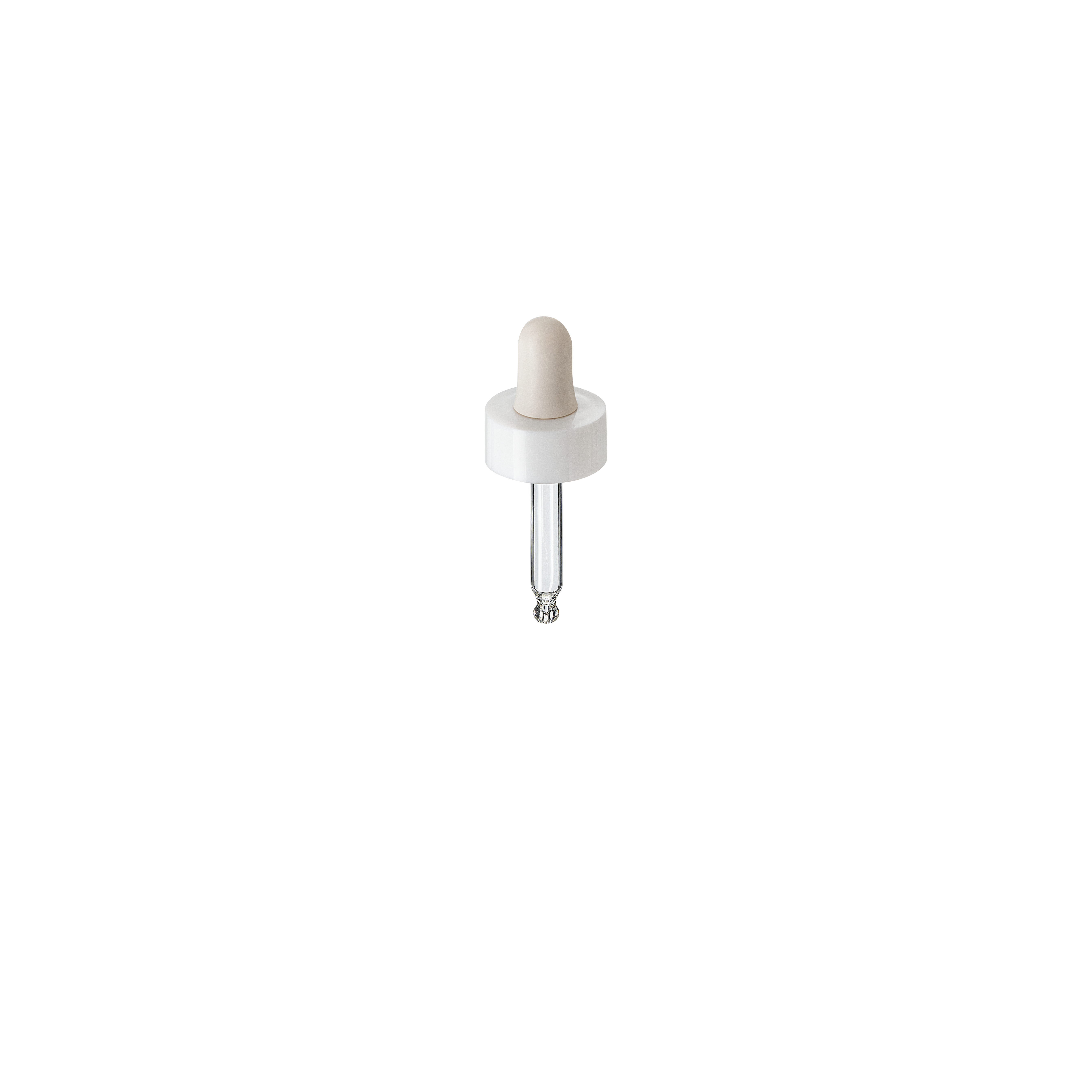 Cosmetic pipette, 18/400, double skirt, PP, white, bulb nitrile 0.75ml, ball tip, bent (Zinnia 15)