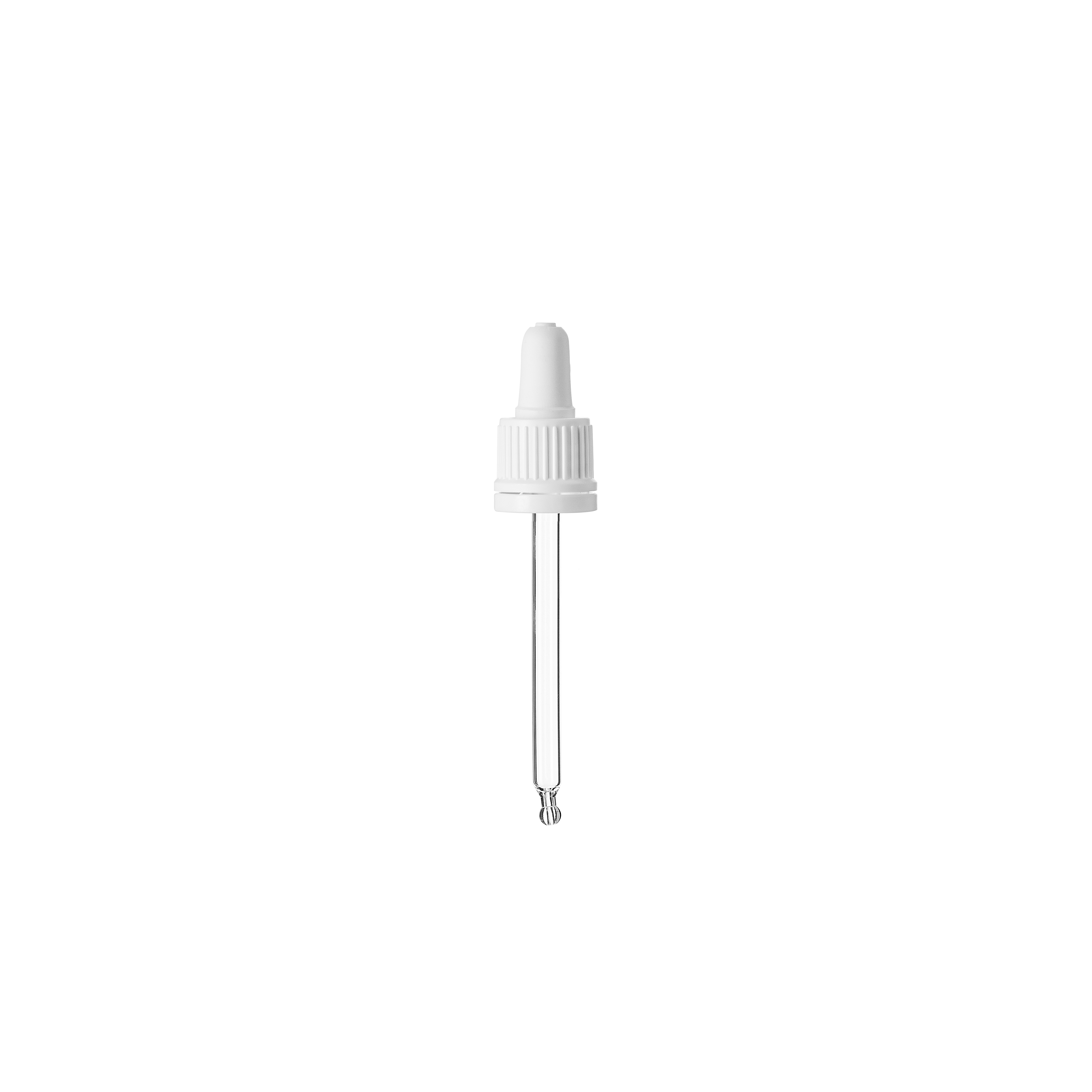 Pipette series II, DIN18, tamper-evident, PP, white, ribbed, white bulb TPE 0.7 ml, bent ball tip with 1.0 opening for Ginger 50 ml