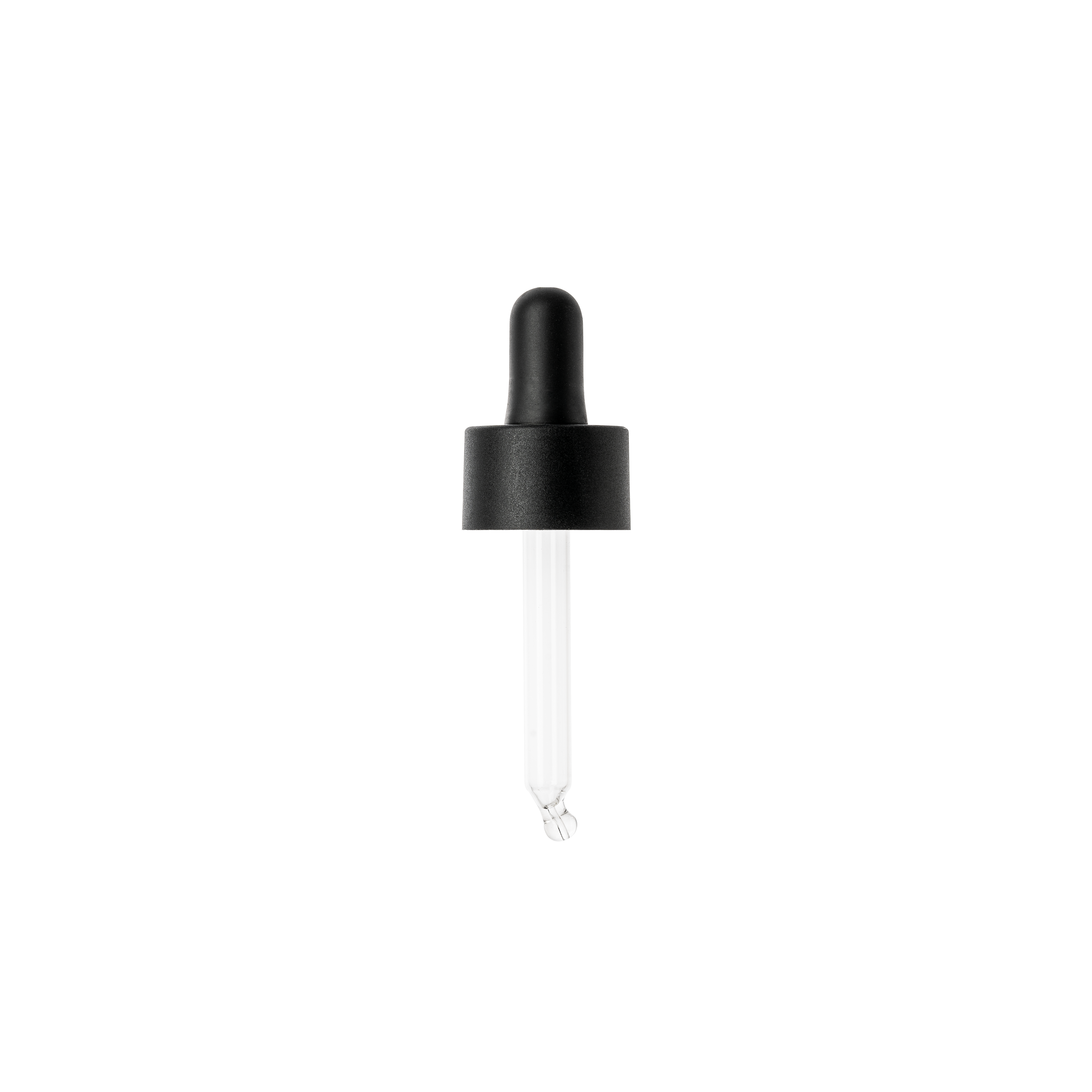 Cosmetic pipette, 22/410, PP, black matte, bulb black, TPE dose 0.8 ml, ball tip, bent for Luna 30 ml
