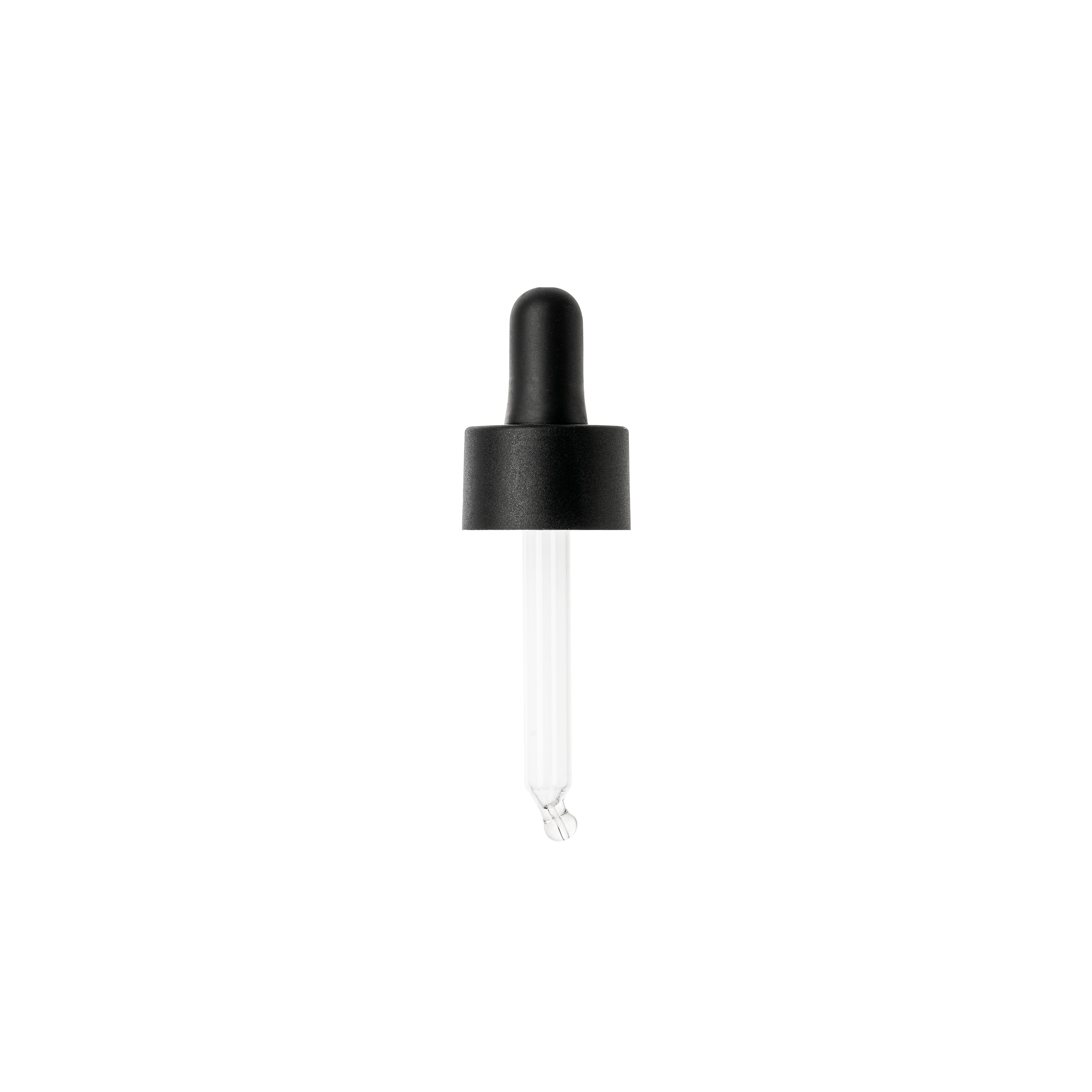 Cosmetic pipette, 22/410, PP, black matte, bulb black, TPE D0.8 ml, ball tip, bent (Luna 30 ml)   