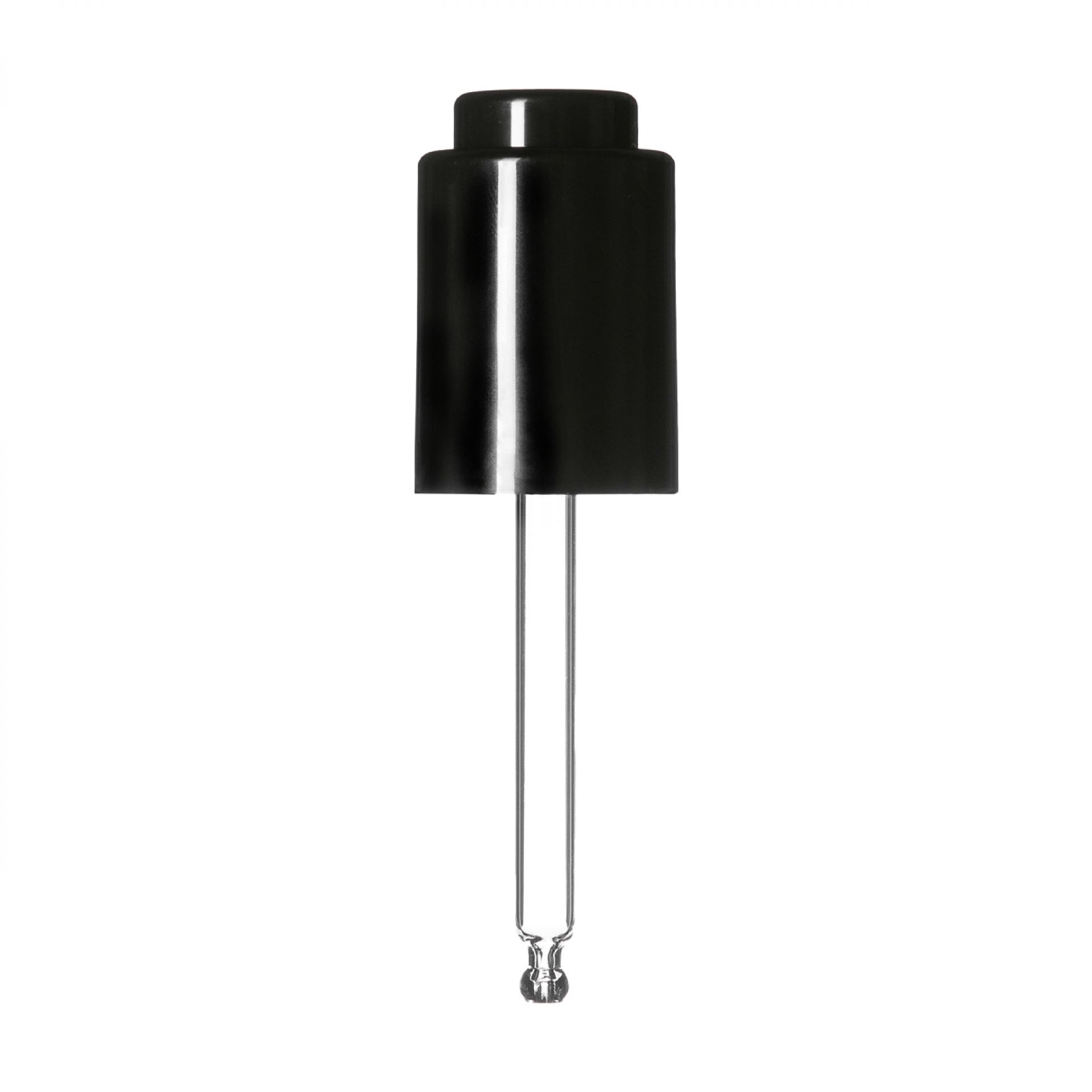Push-button pipette 18/415, PP/ABS, black glossy finish, black button bulb Nitrile 0.4 ml, ball tip, straight for Laurel 30 ml