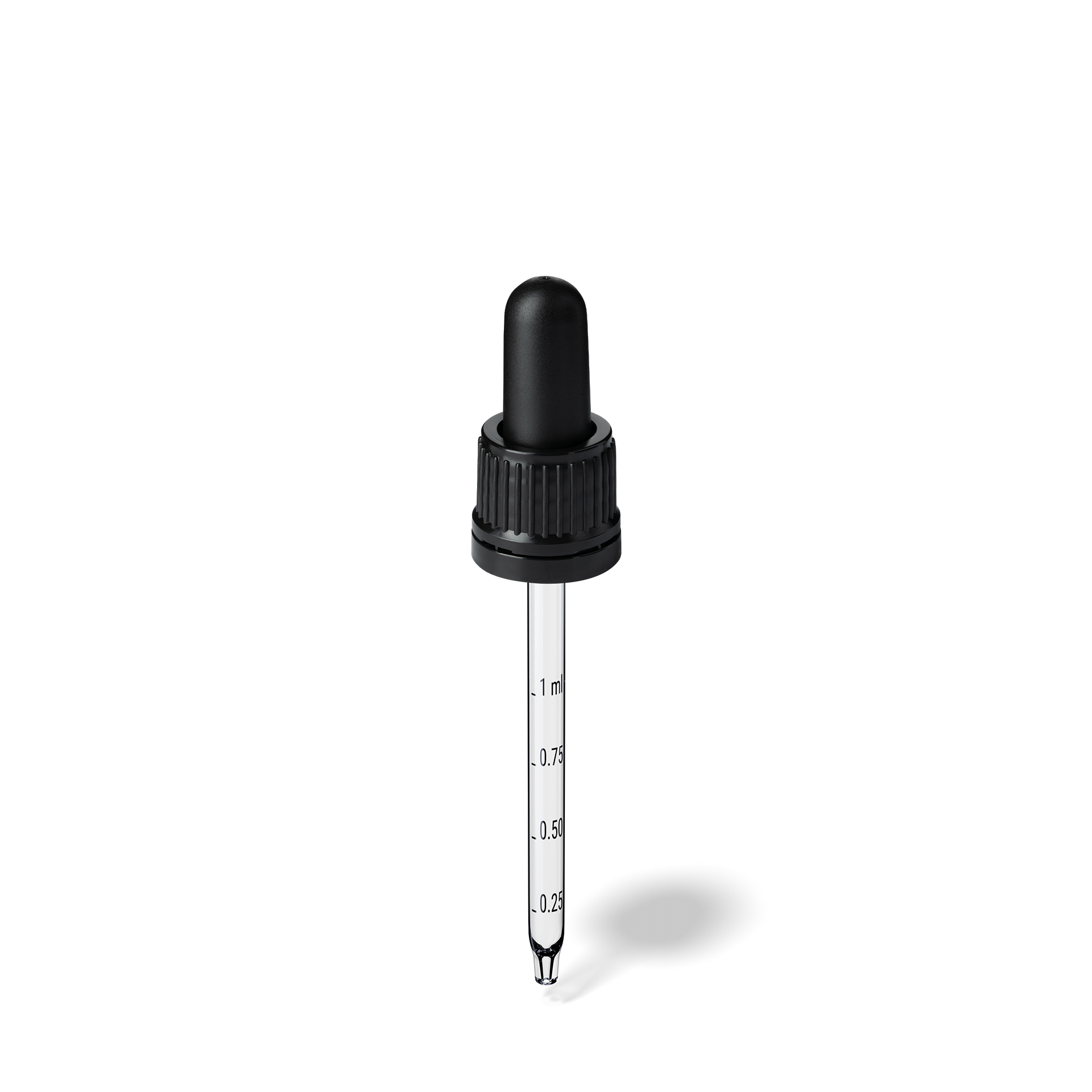 Pipette D02 black ribbed, D18, TE-b, Bulb TPEs-b 1.0, Tip conical 1.0, Grad-b-A02, GIN50
