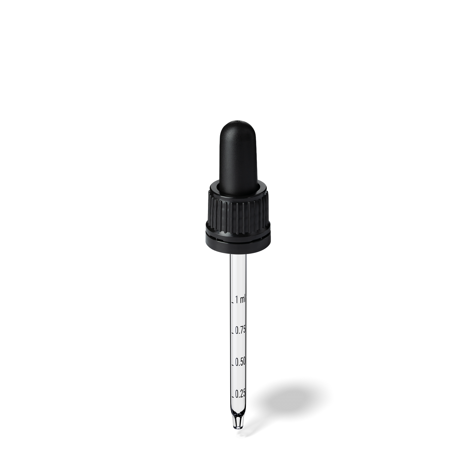 Pipette D02 black ribbed, D18, TE-b, Bulb TPEs-b 1.0, Tip conical 1.0, Grad-b-A02, GIN50 Pipette D02 black ribbed, D18, TE-b, Bulb TPEs-b 1.0, Tip conical 1.0, Grad-b-A02, GIN50