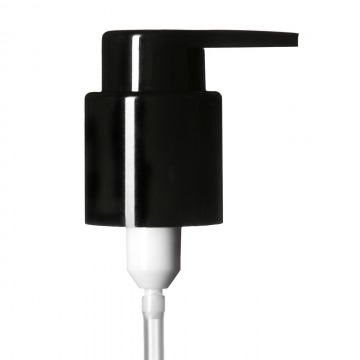 Lotion pump Extended Nozzle 24/410, PP, black, smooth, dose 0.50ml, security clip (Luna 50)