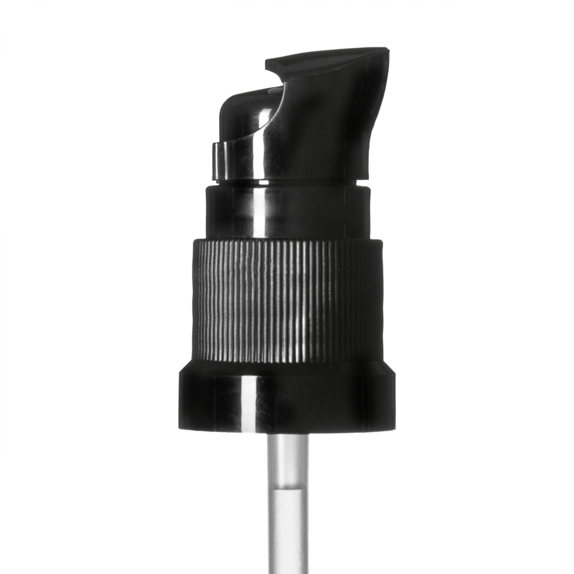 Lotion pump Metropolitan DIN18, PP, black, dose 0.10ml, black security clip (Ginger 5)