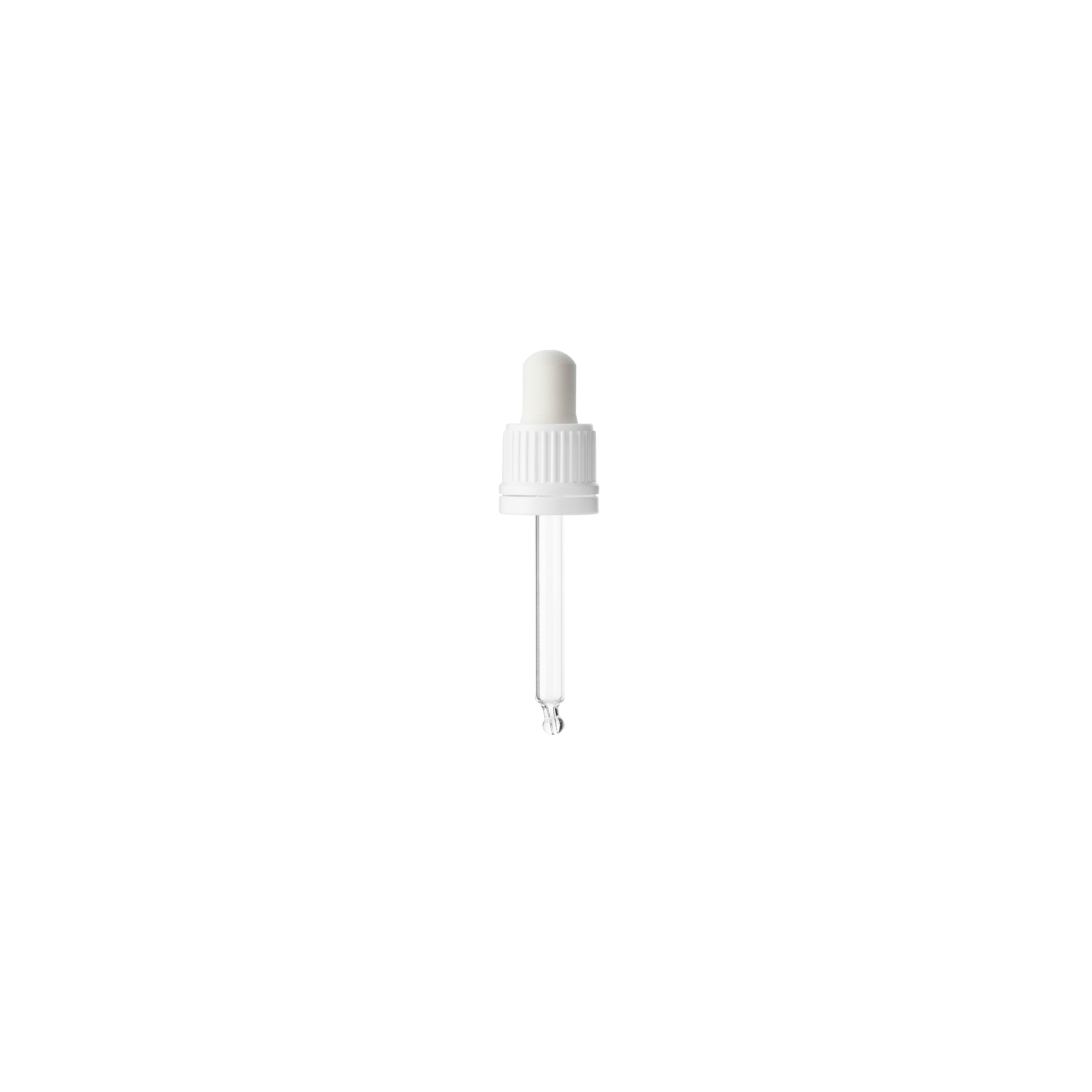 Pipette series II, DIN18, tamper-evident, PP, white matt, ribbed, white bulb NBR 0.7 ml, bent ball tip with 1.0 opening for Ginger 20 ml