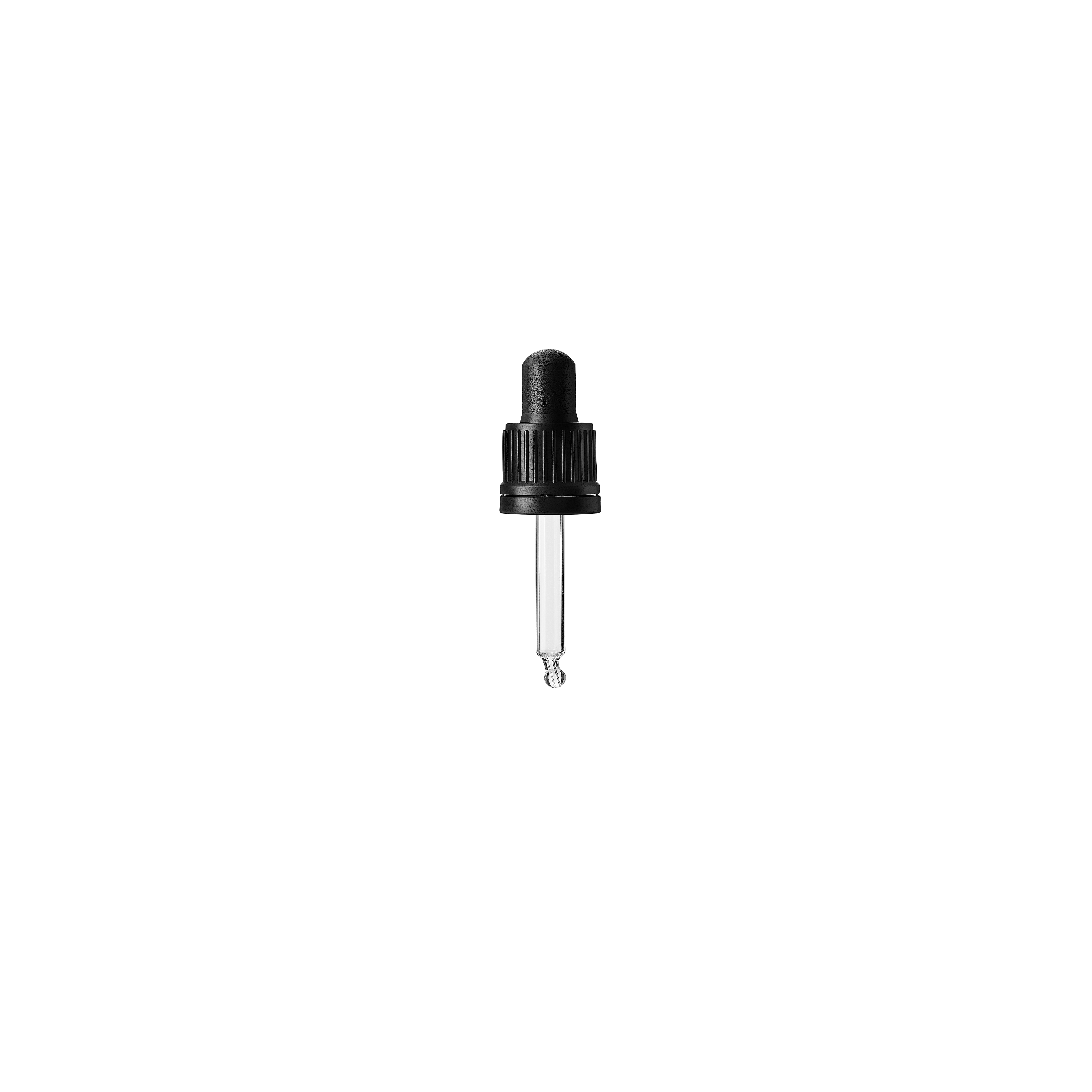 Pipette series II, DIN18, tamper-evident, PP, black matt, ribbed, black bulb NBR 0.7 ml, bent ball tip with 1.0 opening for Ginger 10 ml