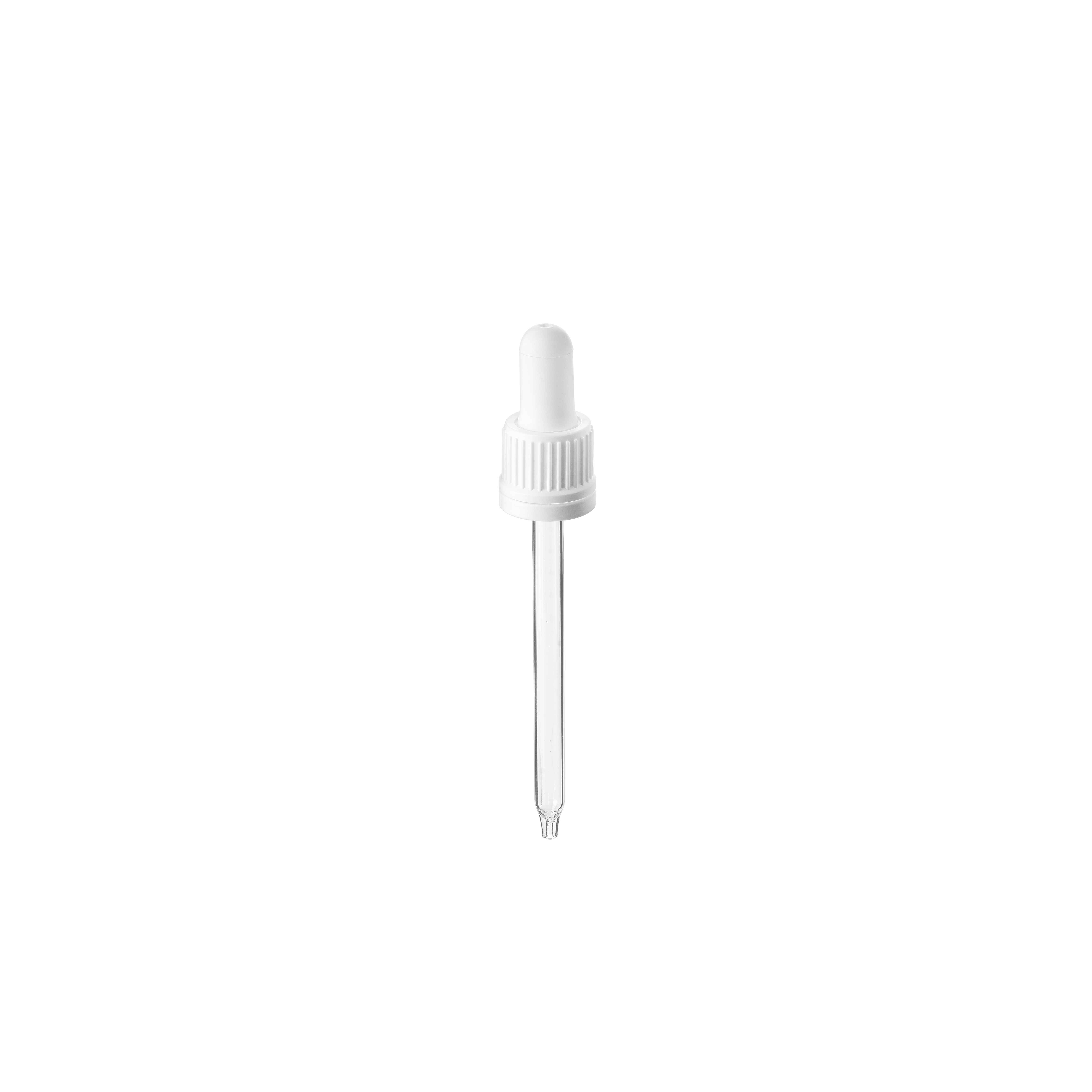 Pipette tamper evident DIN18, II, PP, white, ribbed, bulb TPE 1.0ml, conical tip (Ginger 100)