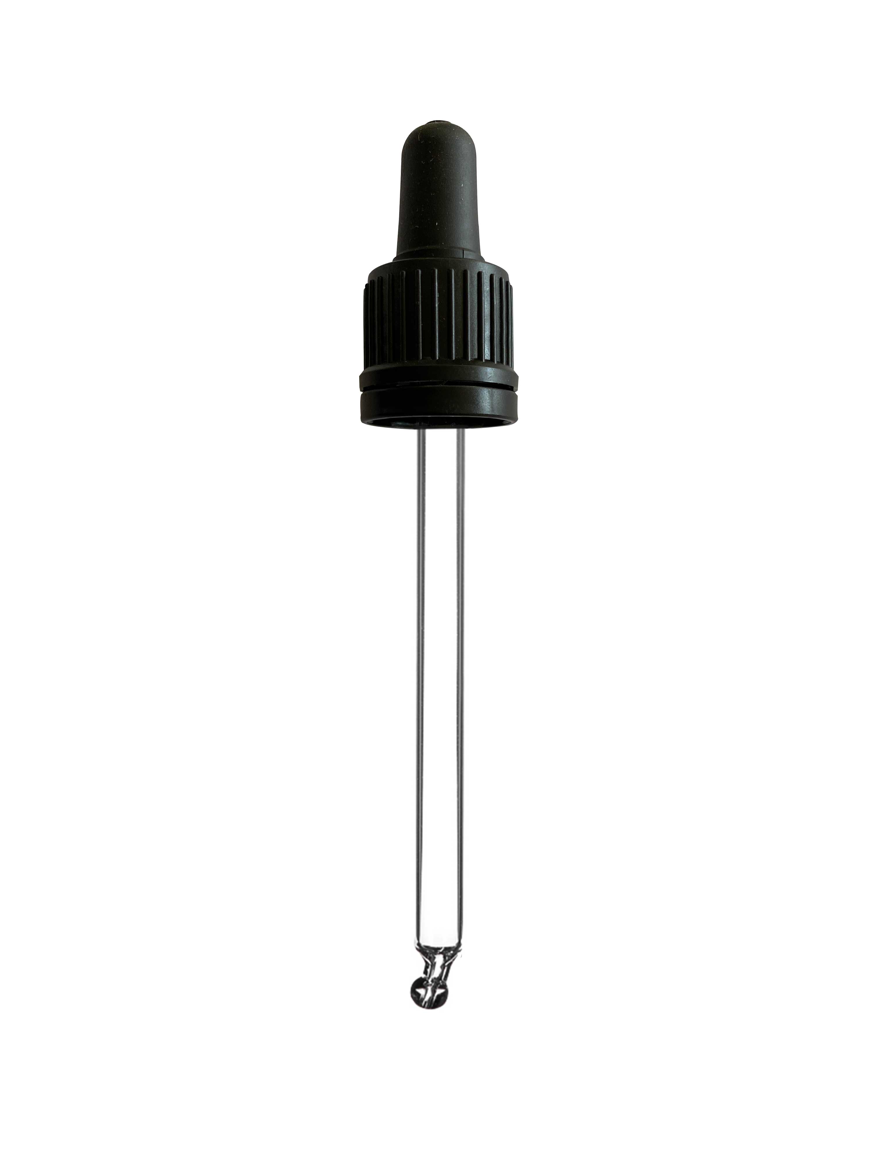 Pipette series II, DIN18, tamper-evident, PP, black, ribbed, black bulb TPE 0.7 ml, bent ball tip with 1.0 opening for Ginger 60 ml