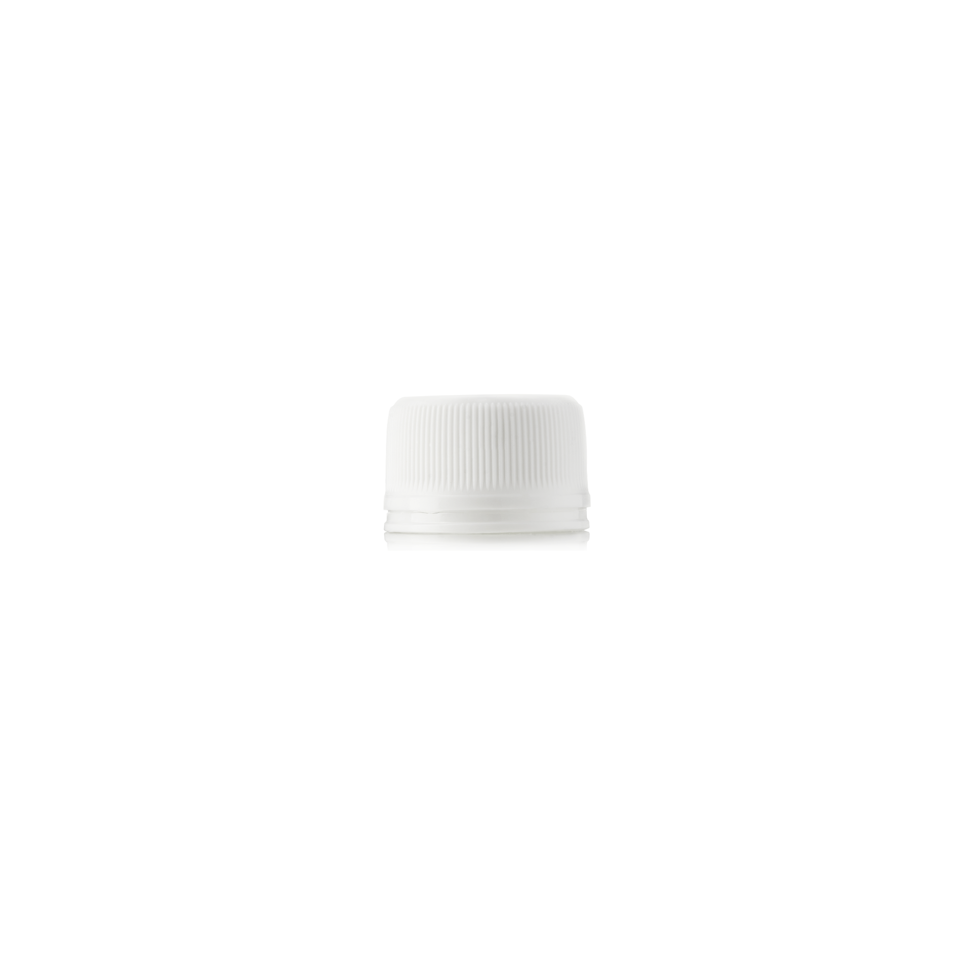 Screw cap standard PP28, HDPE, white, fine ribbed, white inlay 